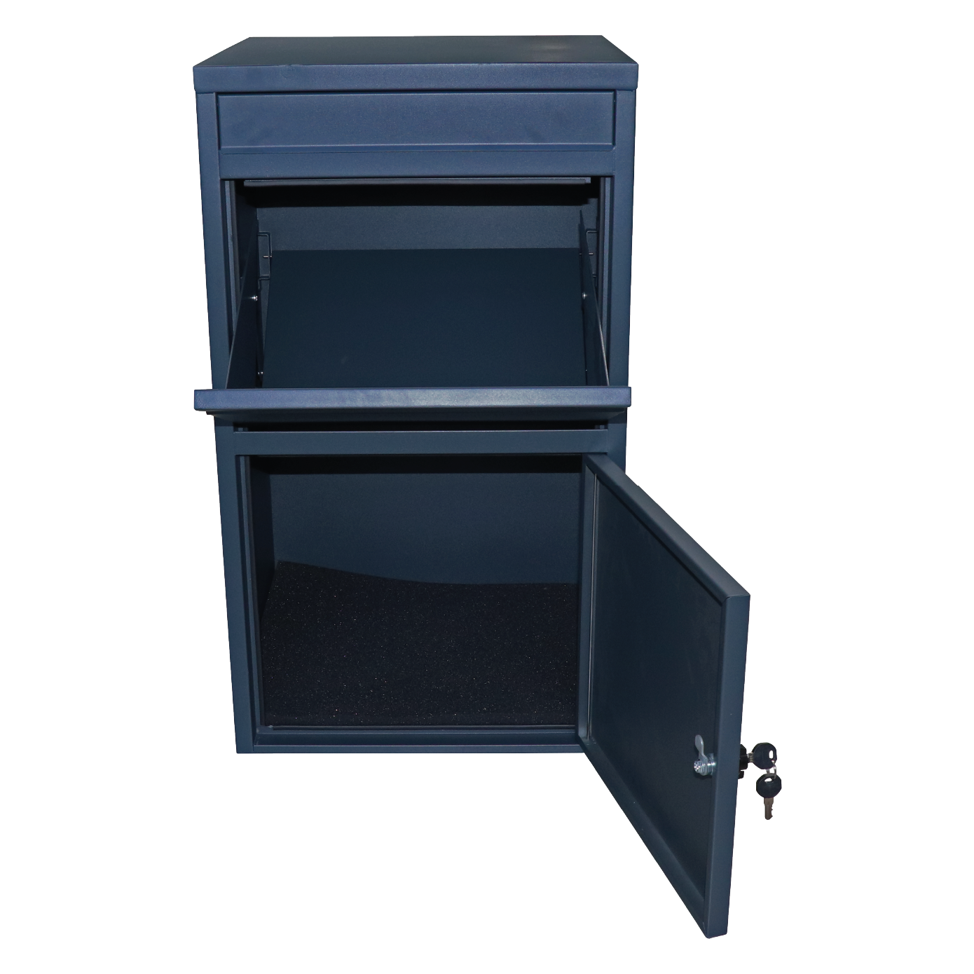 Box na balíky s prepadovou lištou, H = 720 mm, RAL 7016