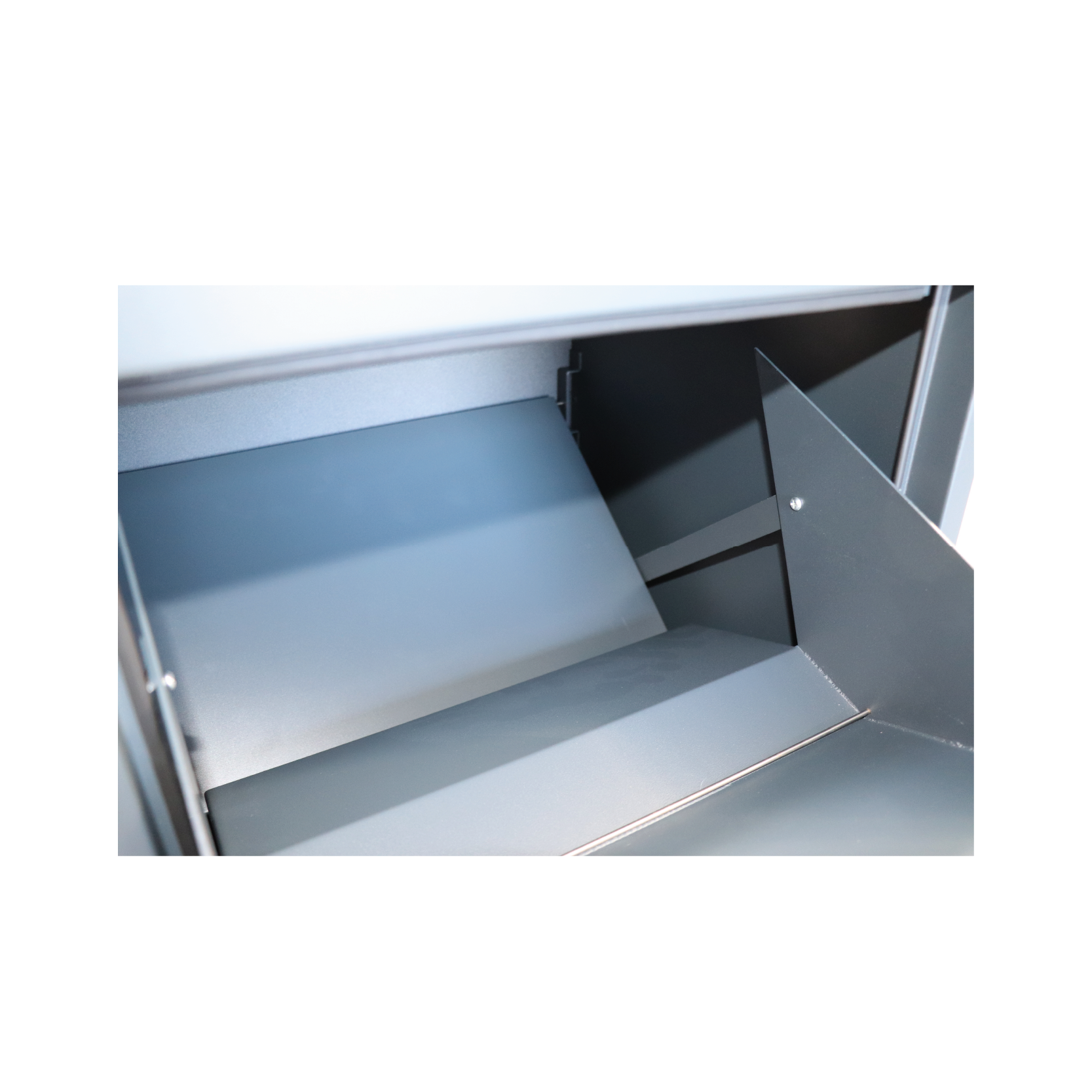 Box na balíky s prepadovou lištou, H = 720 mm, RAL 7016
