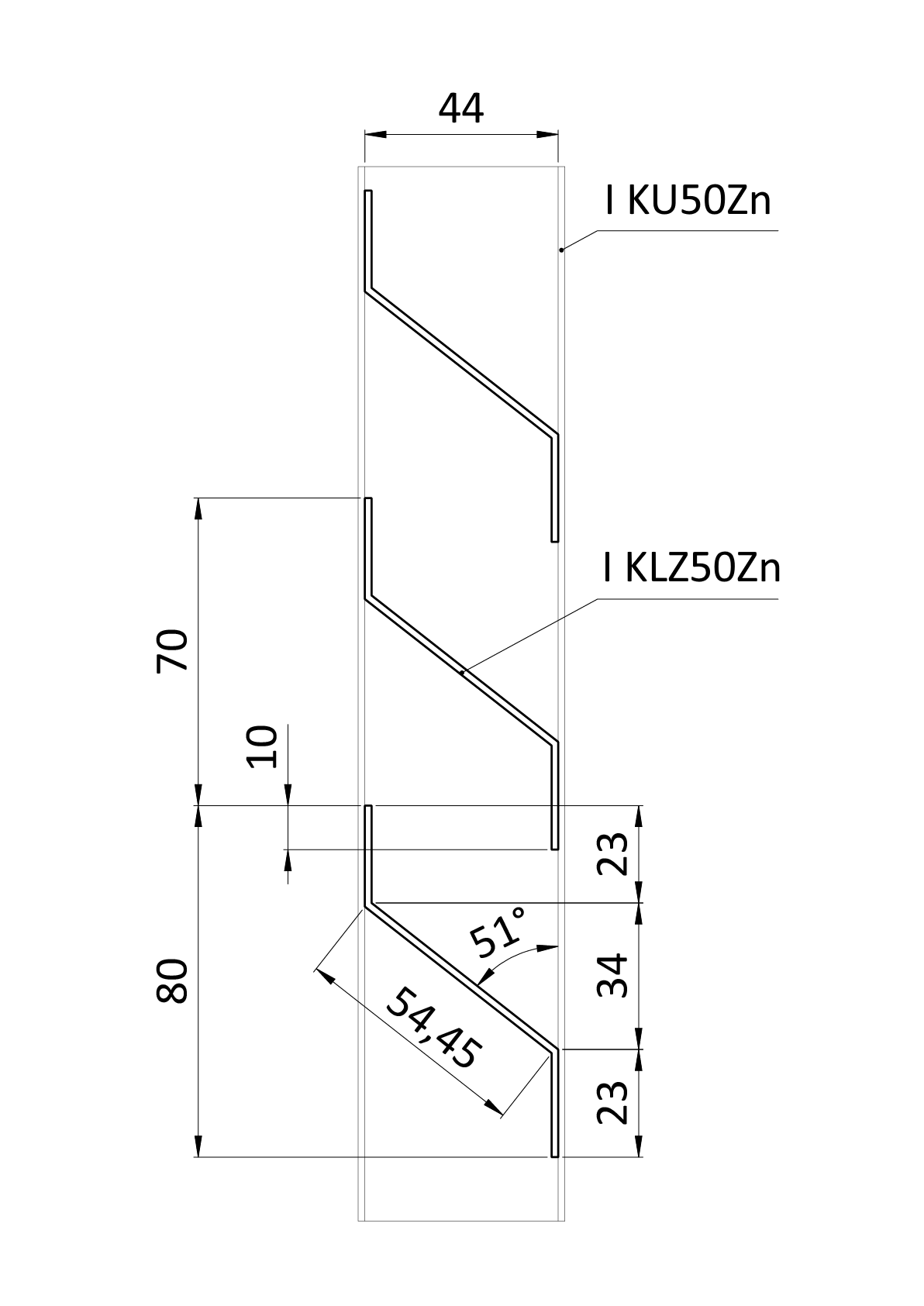 Z profil lamela 30 x 34 x 23 x 1,5 x 2000 mm, pozink