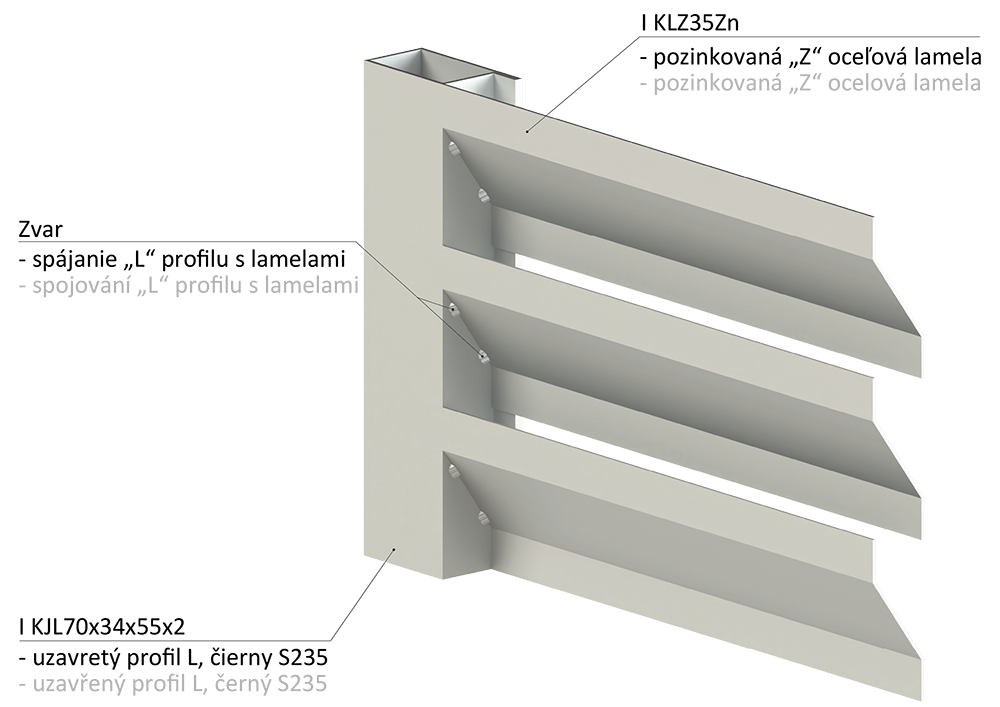 Z profil lamela 27 x 46 x 27 x 1,5 x 2000 mm, pozink