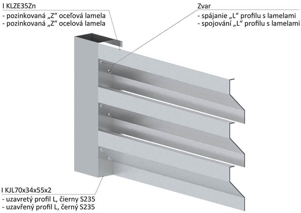 Z profil lamela 23 x 40 x 20 x 1,5 x 4000 mm, pozink