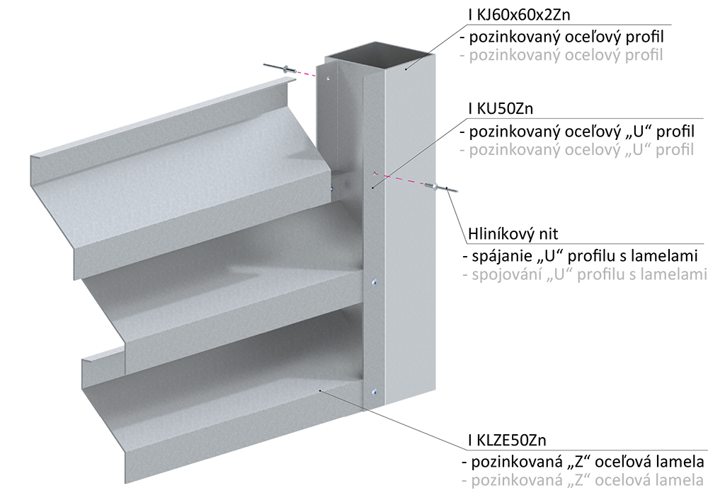 Z profil lamela 23 x 60 x 25 x 1,5 x 3000 mm, pozink