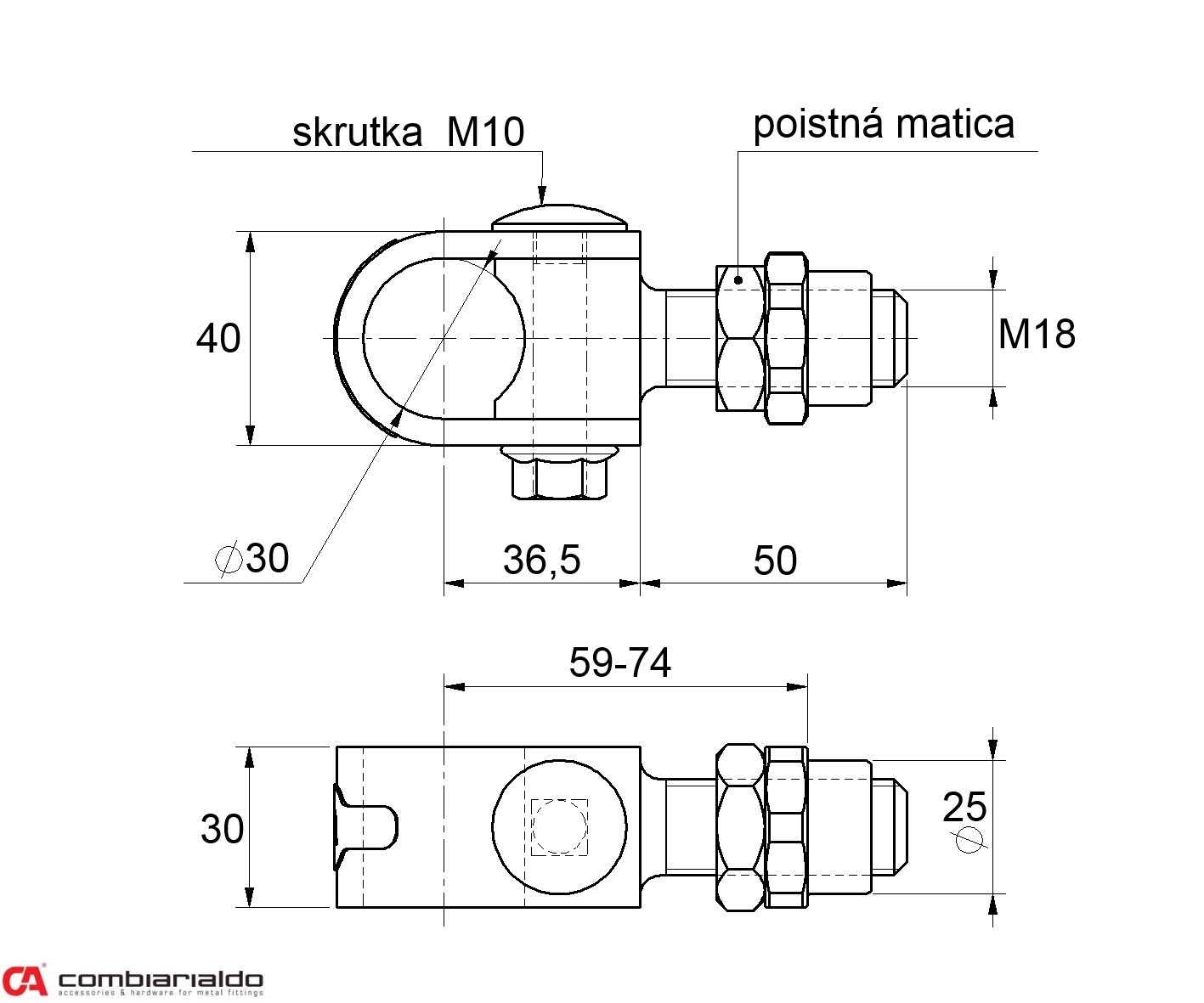 záves nastaviteľný M18, navárací