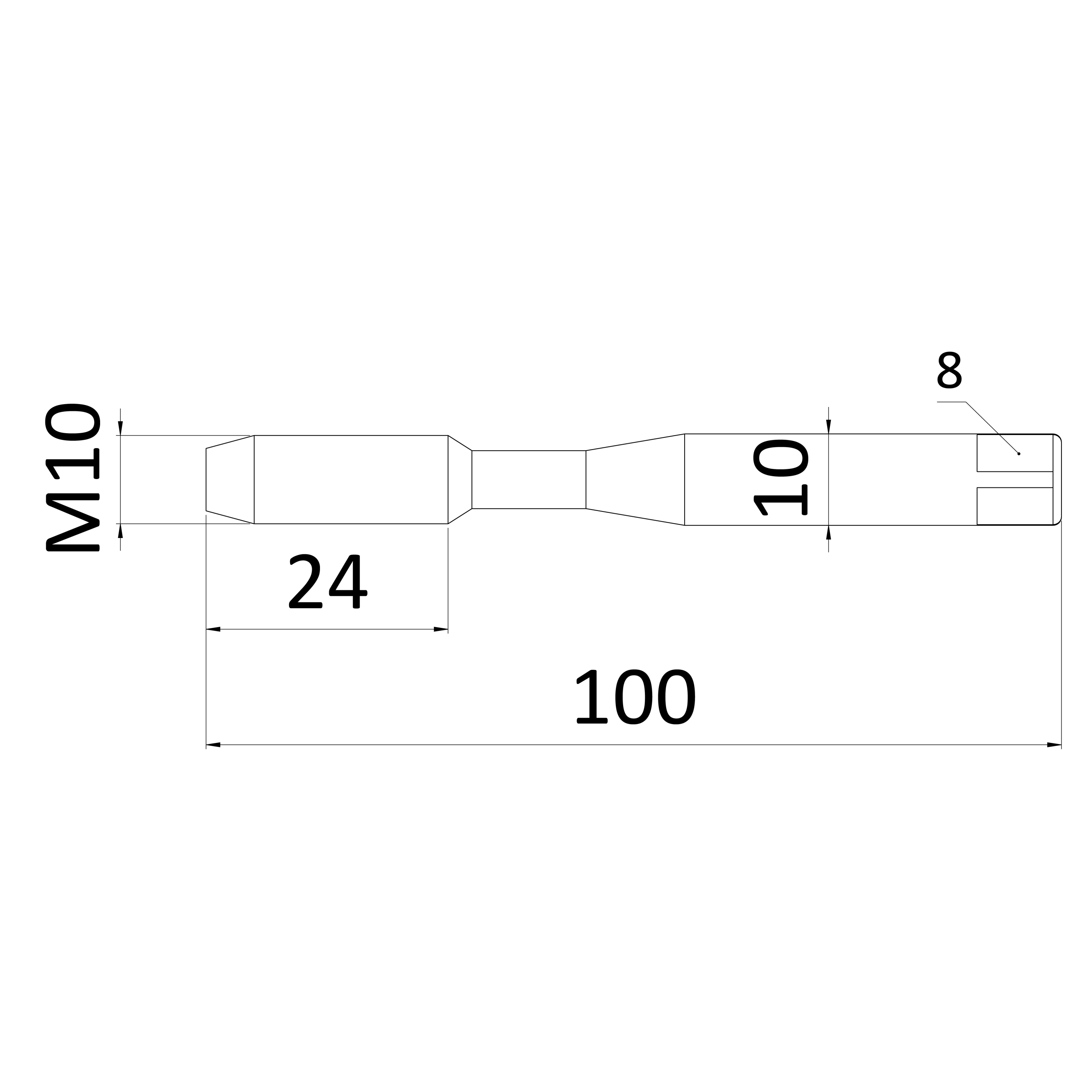 strojný závitník M10, priama drážka, lámač, DIN371, HSSCo5
