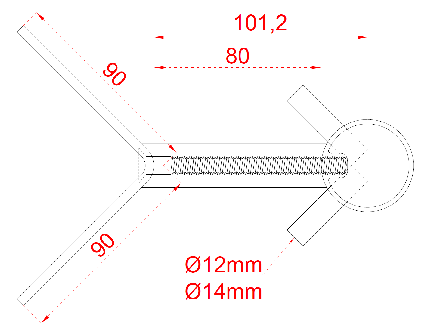 Nerezový stĺp, bočné kotvenie rohové, 5-dierový, rohový: 90° Priemer výplne 12