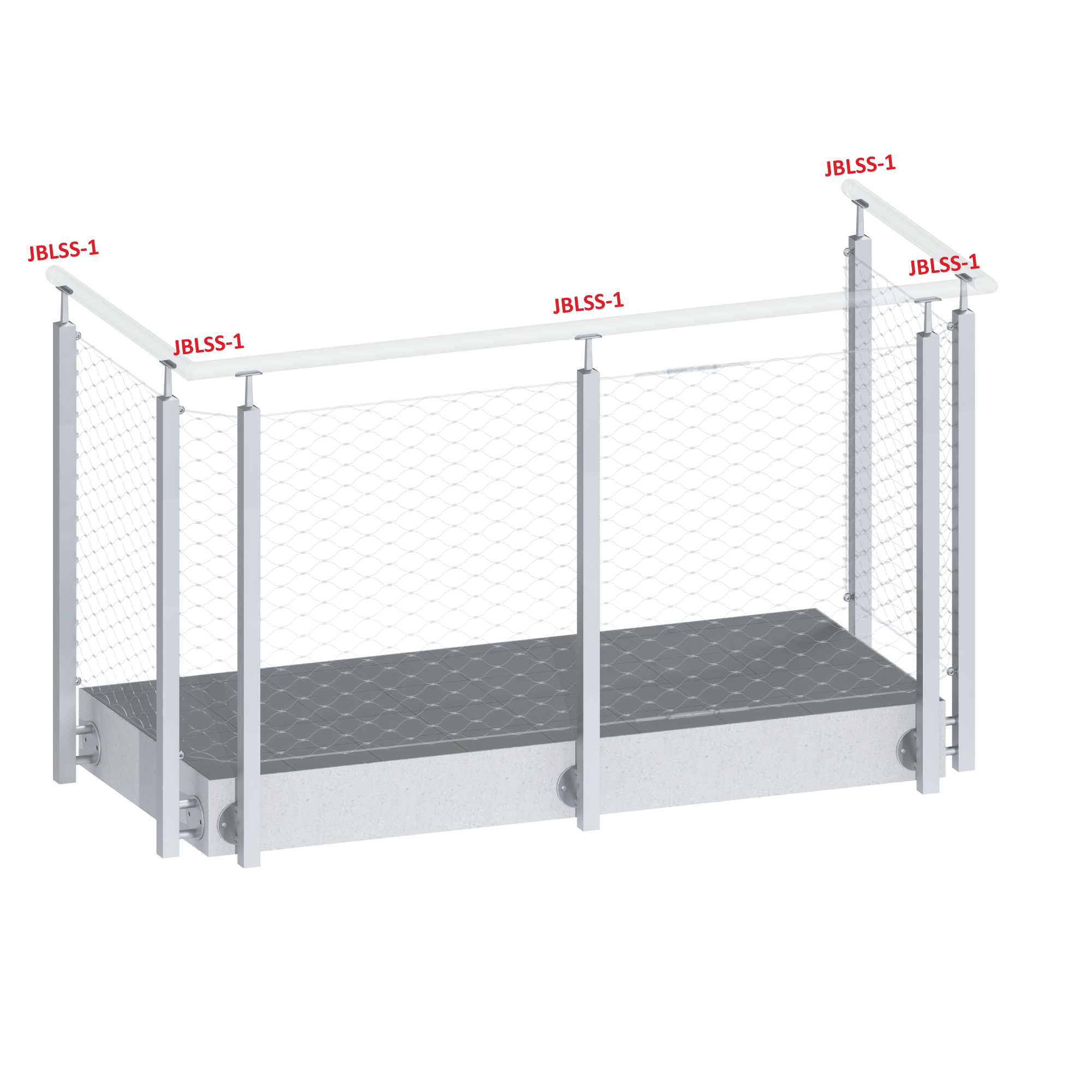 Nerezový stĺp, bočné kotvenie, pre sieť