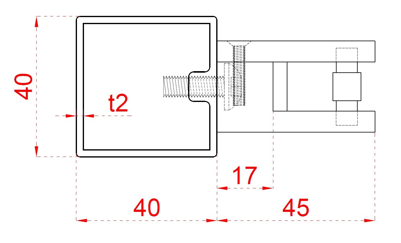 Nerezový stĺp, vrchné kotvenie, výplň: sklo, pravý