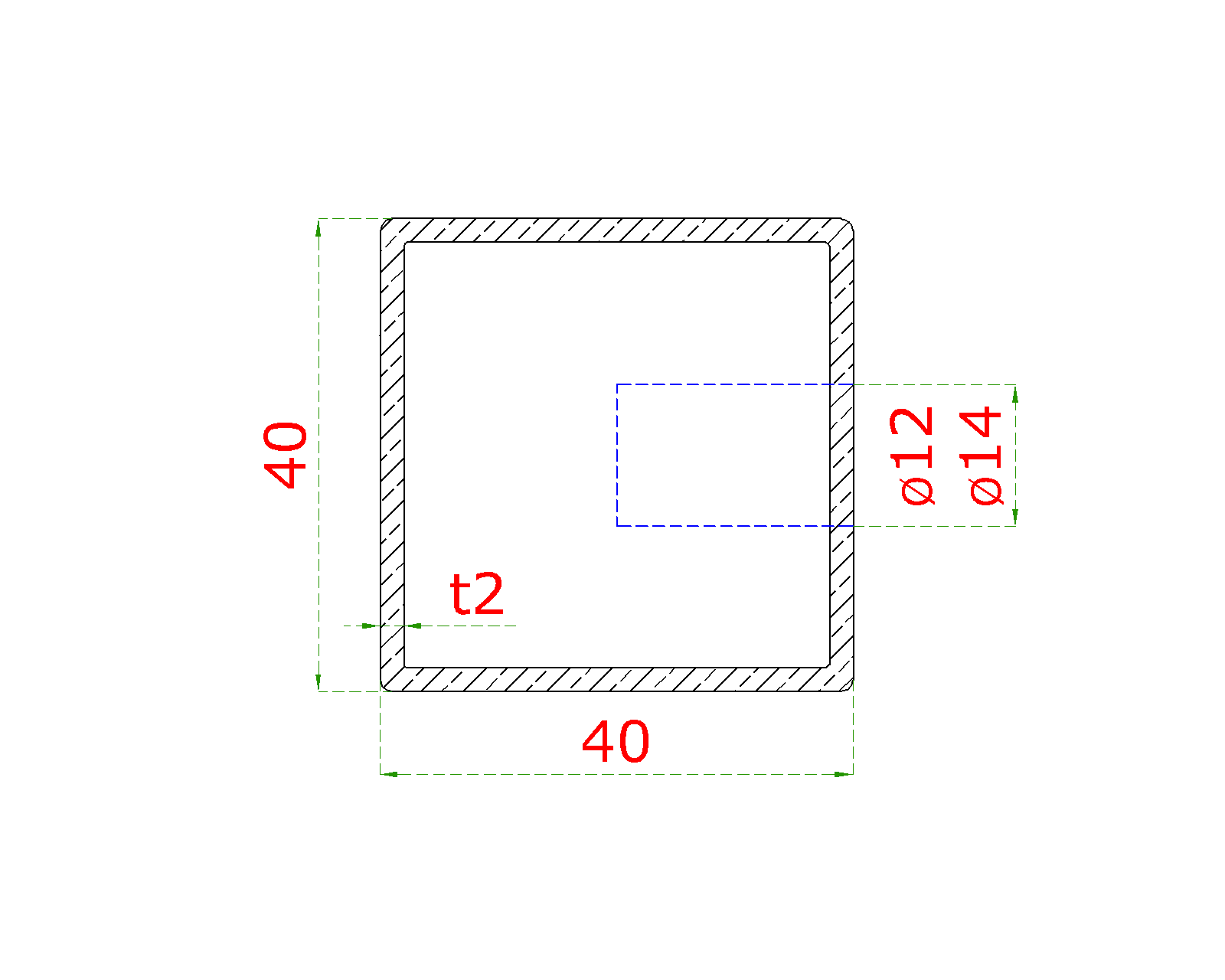 Nerezový stĺp, bočné kotvenie, 6-dierový koncový, ľavý Rozmer A