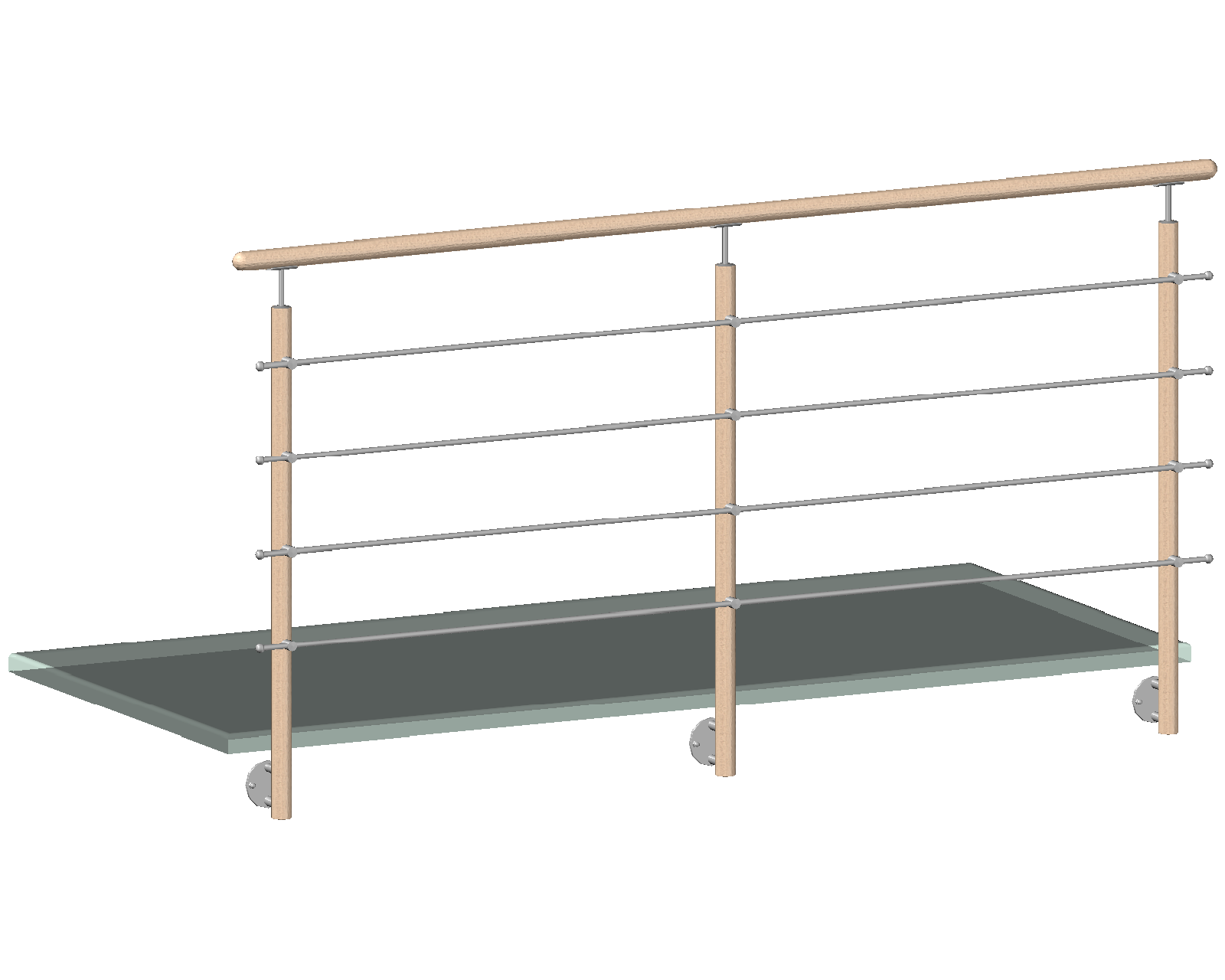 Drevený stĺp, bočné kotvenie, 4-radový, priechodný, vonkajší Rozmer B