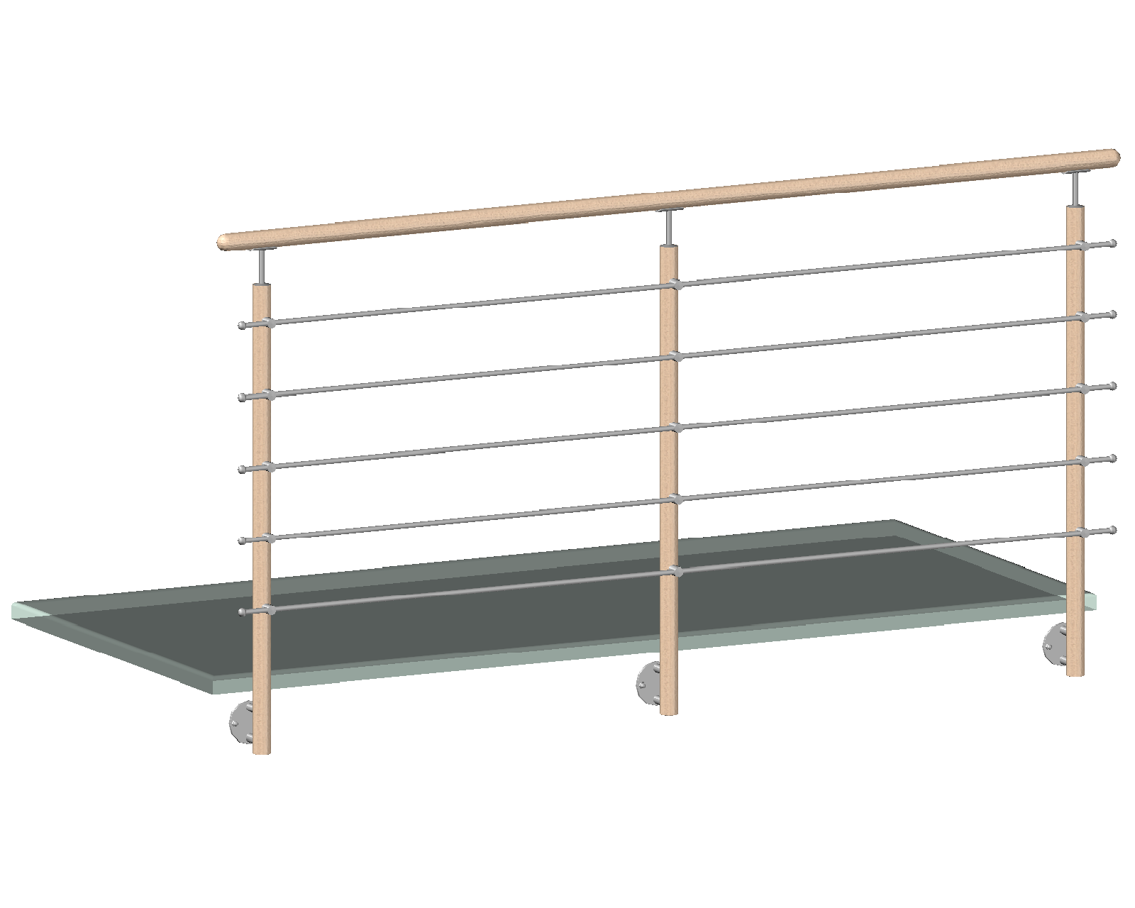 Drevený stĺp, bočné kotvenie, 5-radový, priechodný, vonkajší Rozmer A