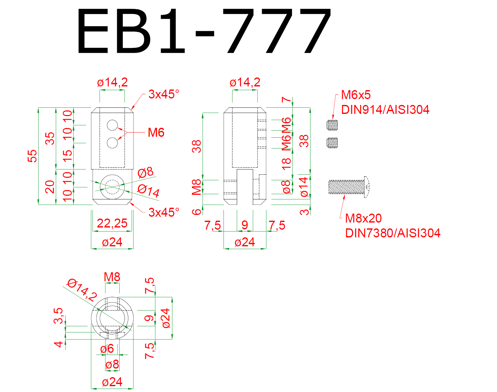 Spodok držiaku madla na vypalované stĺpy , brus AISI304
