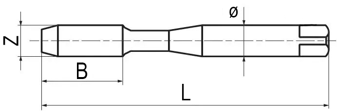Strojný závitník M6 DIN371, pre ručnú vŕtačku, HSSCo5, typ C