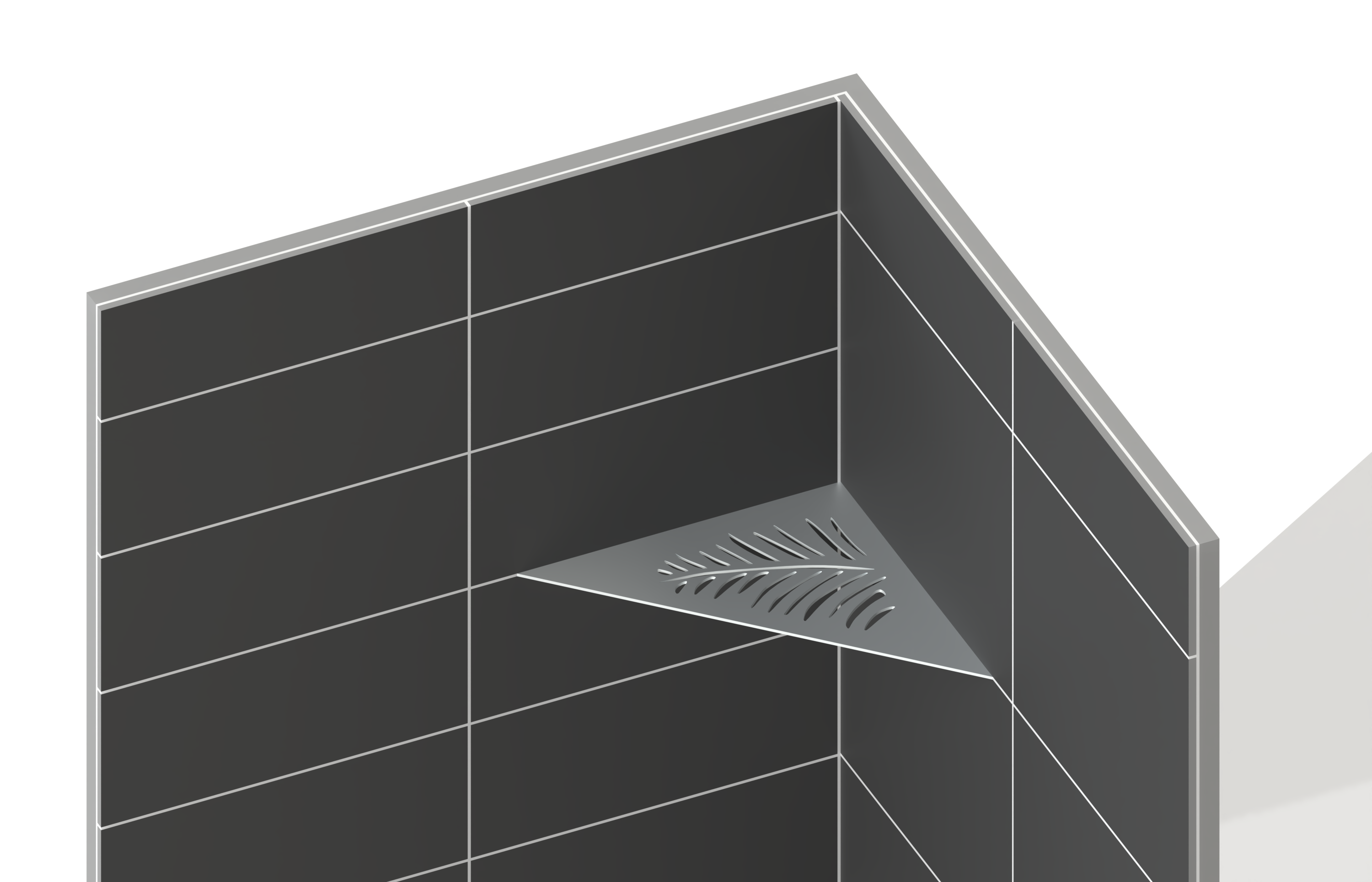 Rohová polica do kúpelne, brúsená nerez AISI 304 / K320