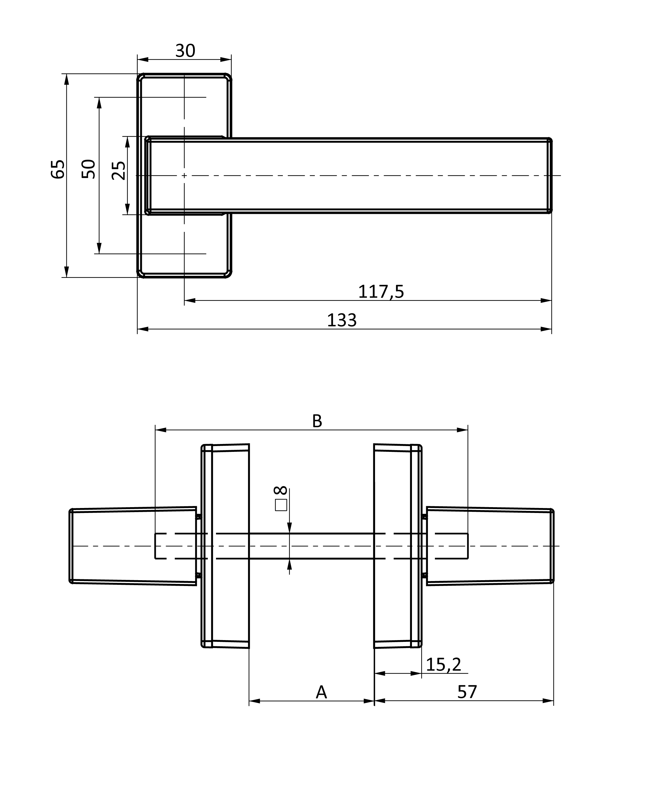 Hliníkový set kľučka/kľučka, brúsený elox