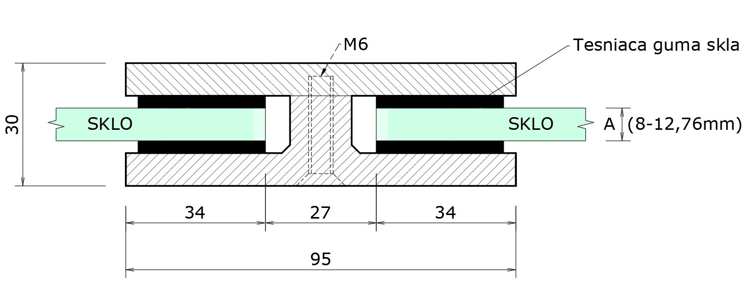 Svorka priama, sklo 8 - 12,76 mm, brúsená AISI 304