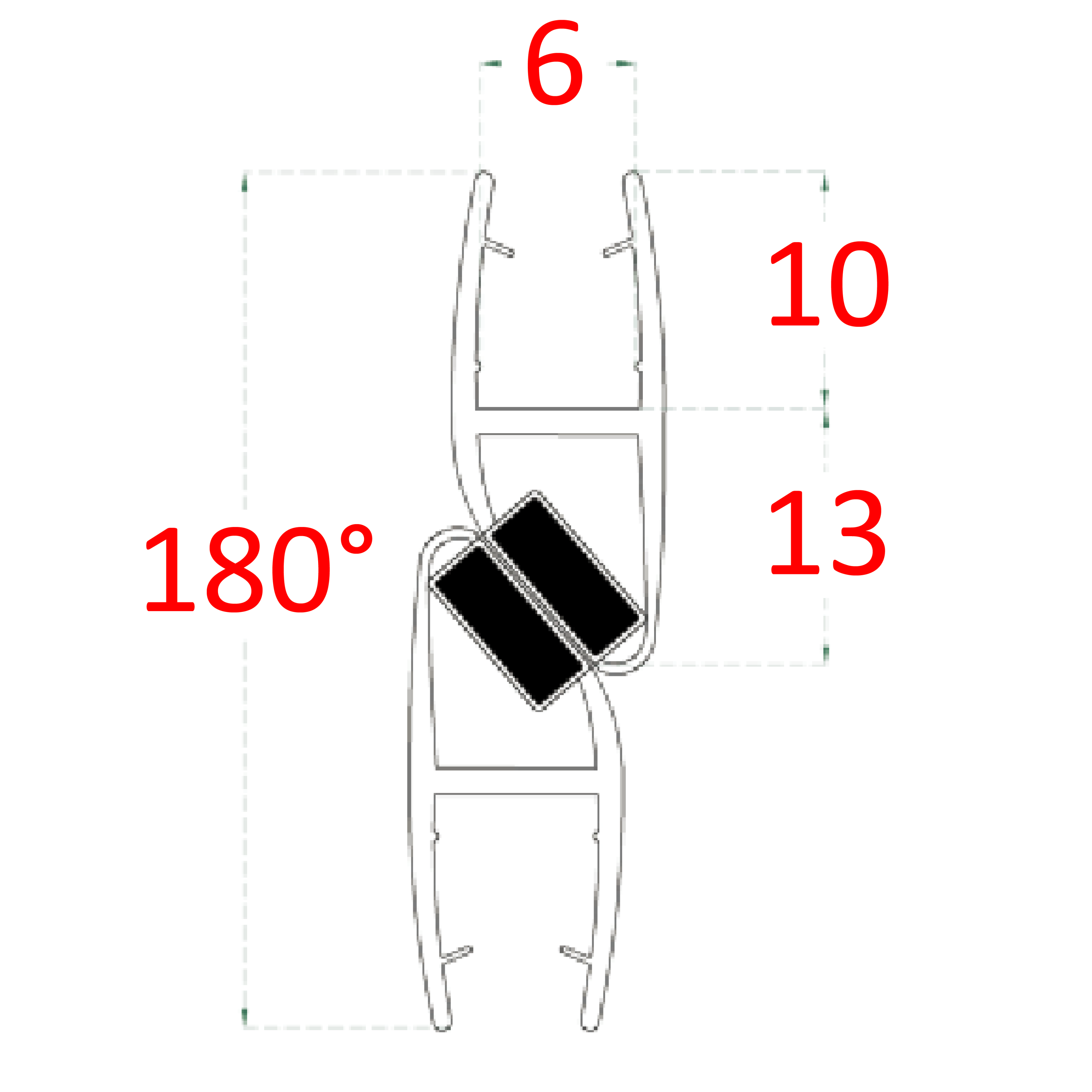 Plastové tesnenia magnetické, na sklo 6 mm, L = 2200 mm