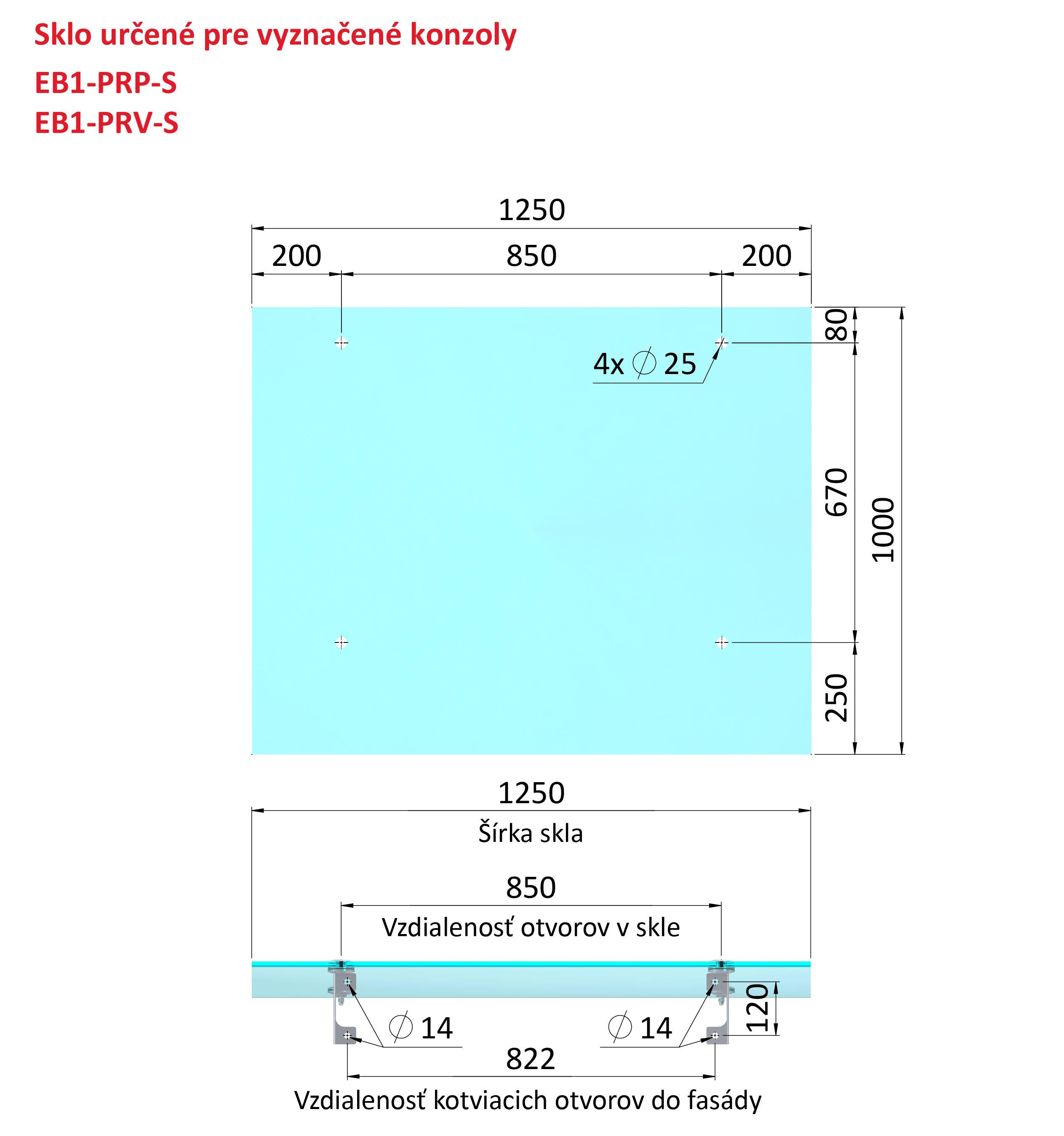 Transparentné ESG/VSG sklo, 1000 x 1250 x 12,76 mm