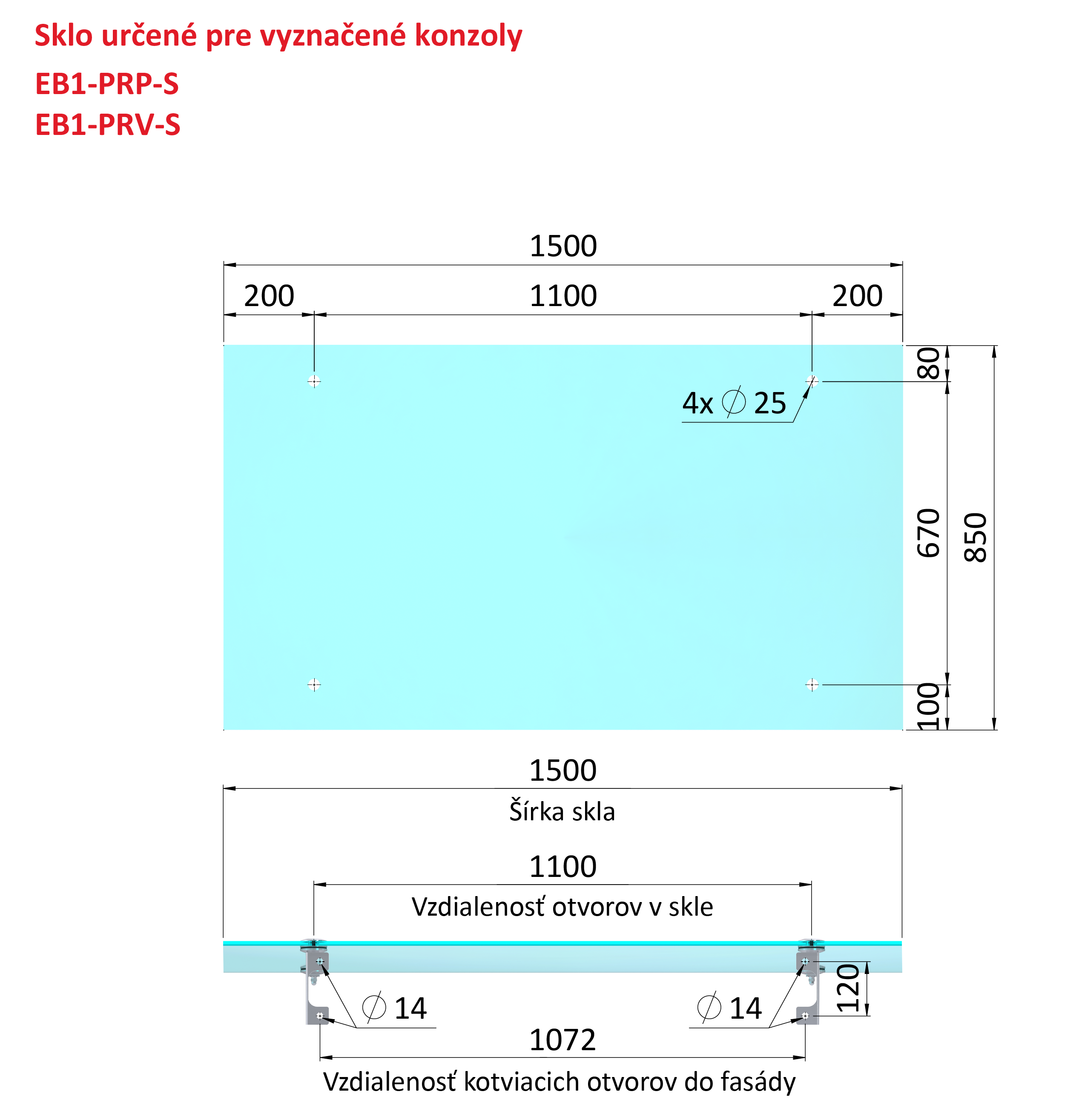 Transparentné ESG/VSG sklo, 850 x 1500 x 10,76 mm