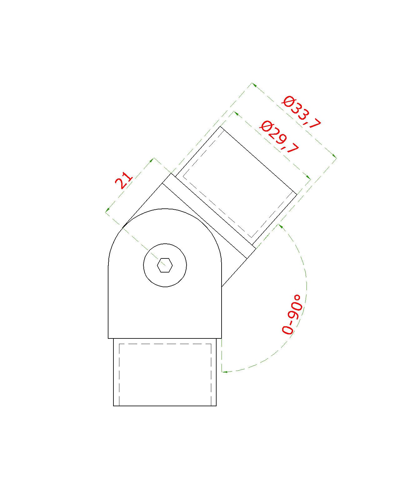 Spojka s kĺbom na trubku ø 33,7 mm, brúsená AISI 304