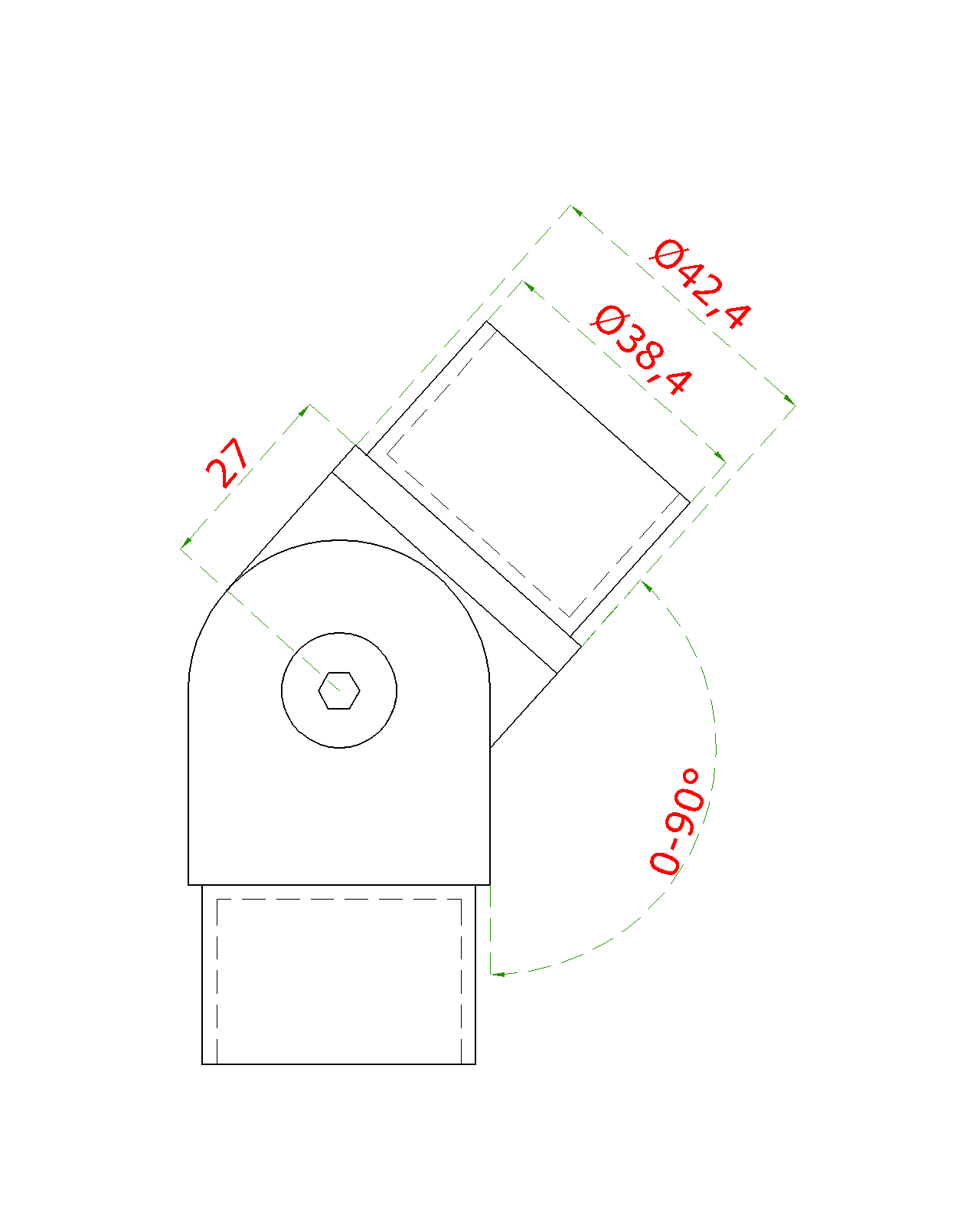 Spojka s kĺbom na trubku ø 42,4 mm, brúsená AISI 304