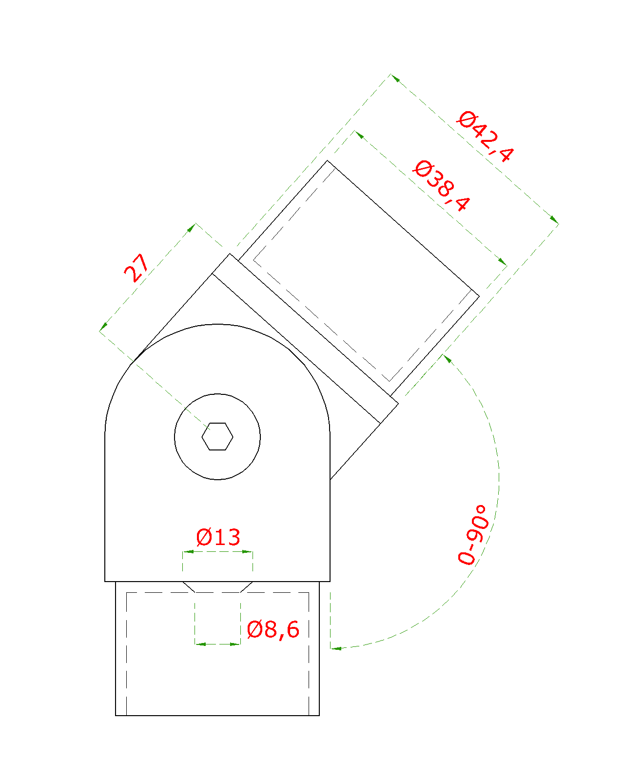 Spojka s kĺbom na trubku ø 42,4 mm, M8, brúsená AISI 304
