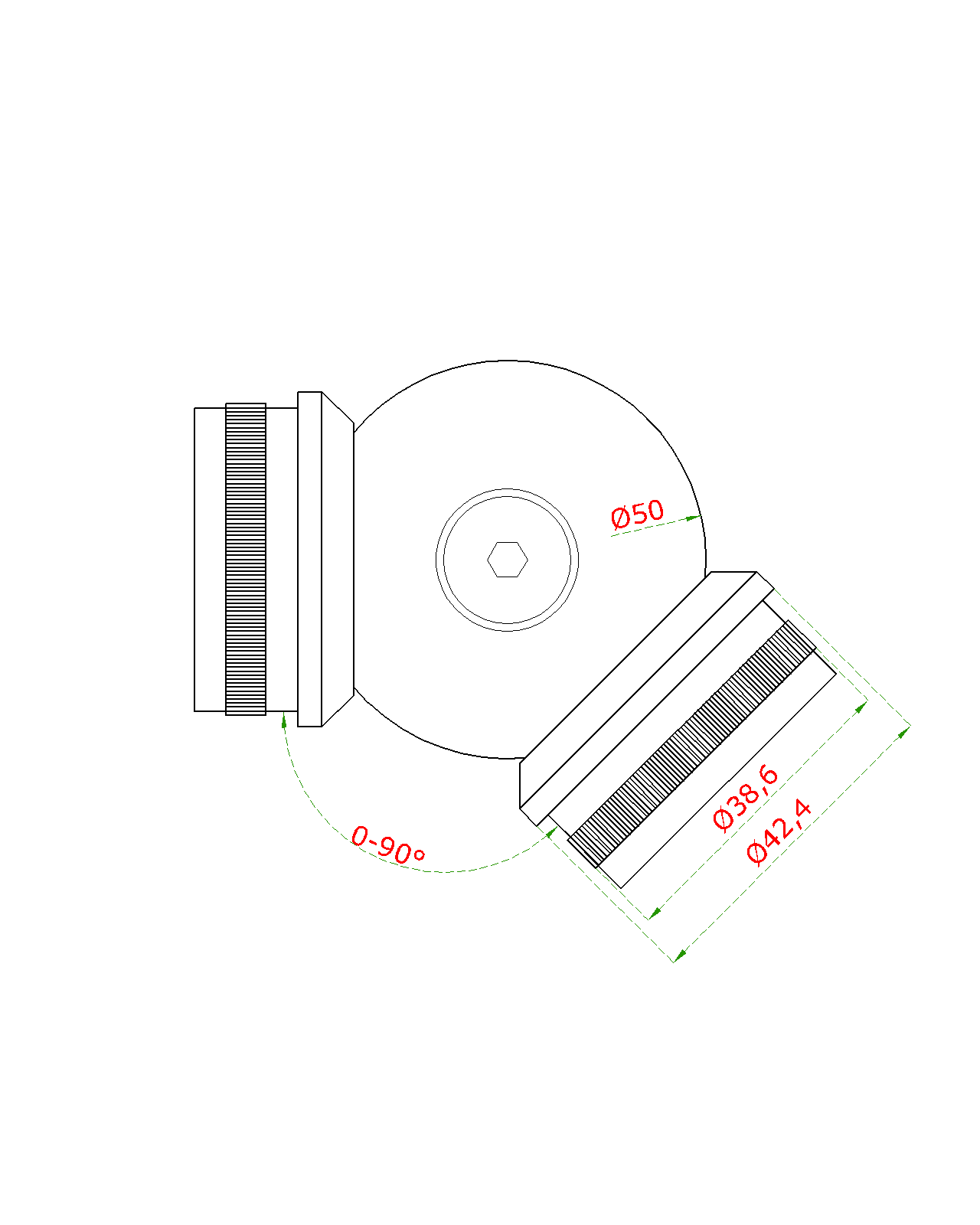 Spojka s kĺbom na trubku ø 42,4 mm, brúsená nerez AISI 304