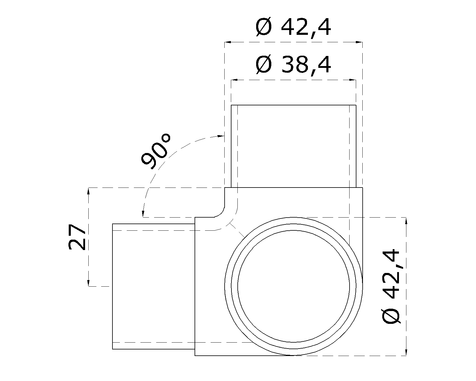 Spojka na trubku ø 42,4 mm, brúsená nerez AISI 304