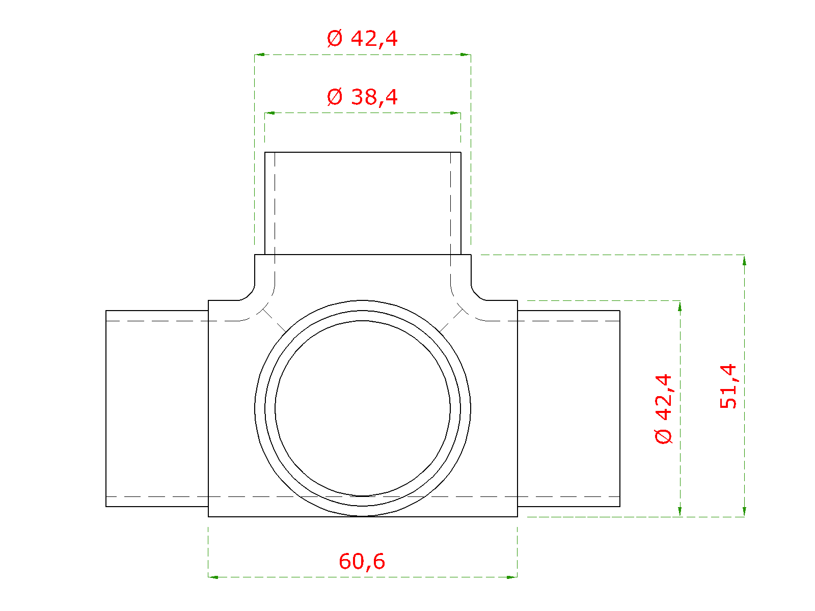 Spojka krížová na trubku ø 42,4 mm, brúsená nerez AISI 304