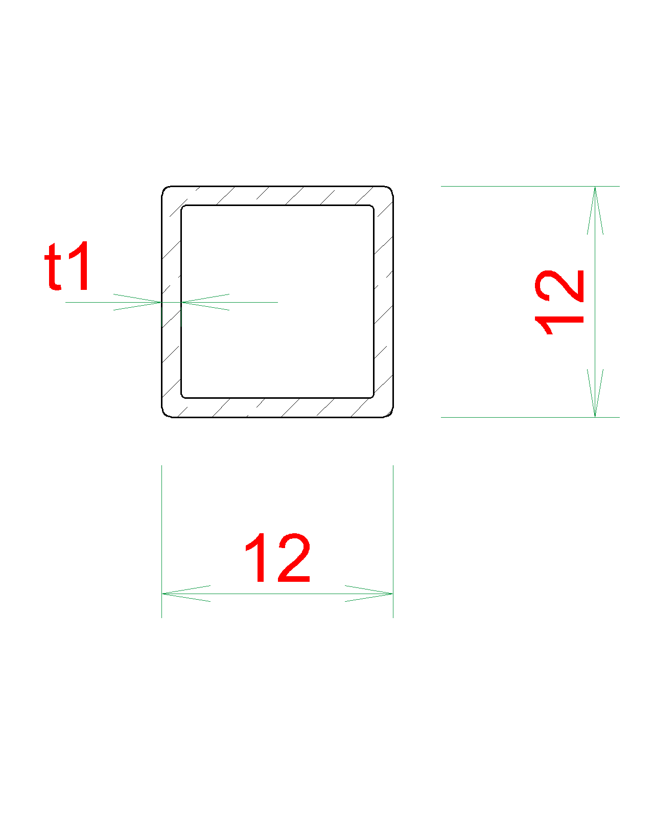 Profil 12 x 12 x 1 x 3000 mm, brúsená nerez AISI 304