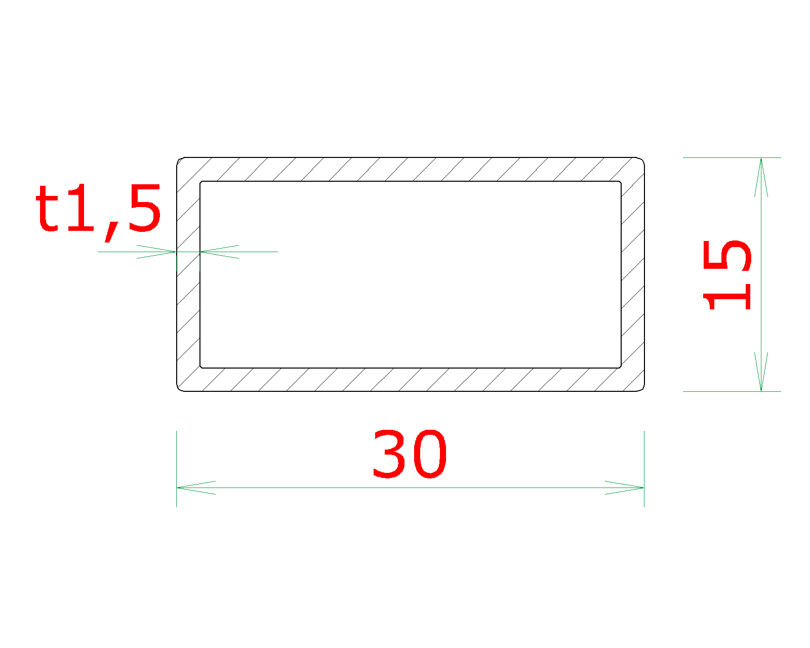 Profil 30 x 15 x 1,5 x 3000 mm, brúsená nerez AISI 304