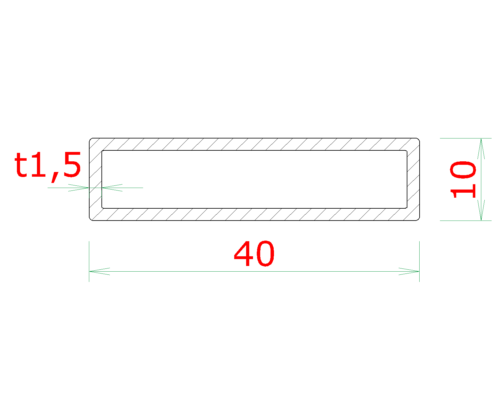 Profil 40 x 10 x 1,5 x 6000 mm, brúsená nerez AISI 304