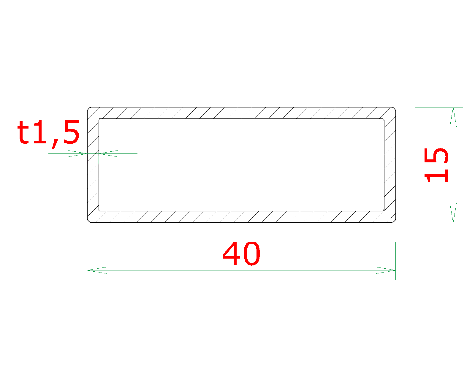 Profil 40 x 15 x 1,5 x 3000 mm, brúsená nerez AISI 304