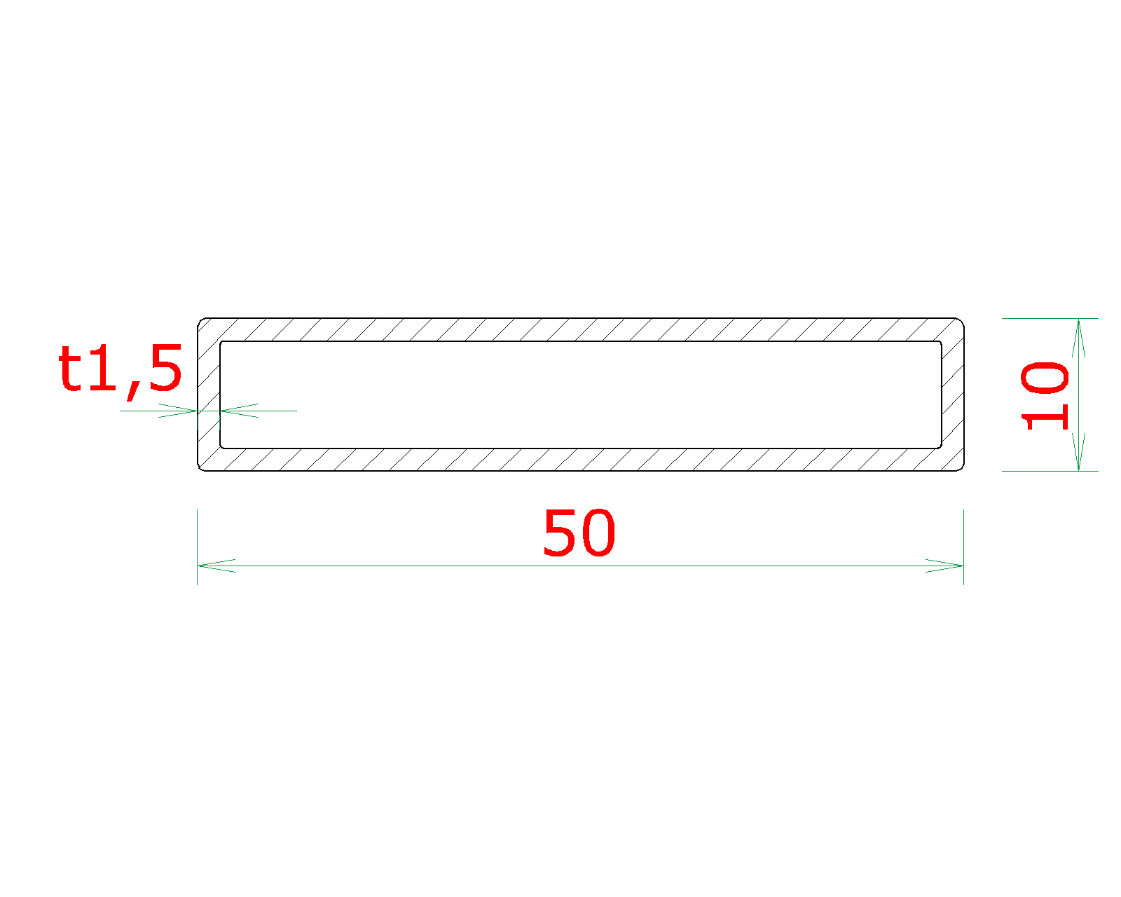 Profil 50 x 10 x 1,5 x 3000 mm, brúsená nerez AISI 304