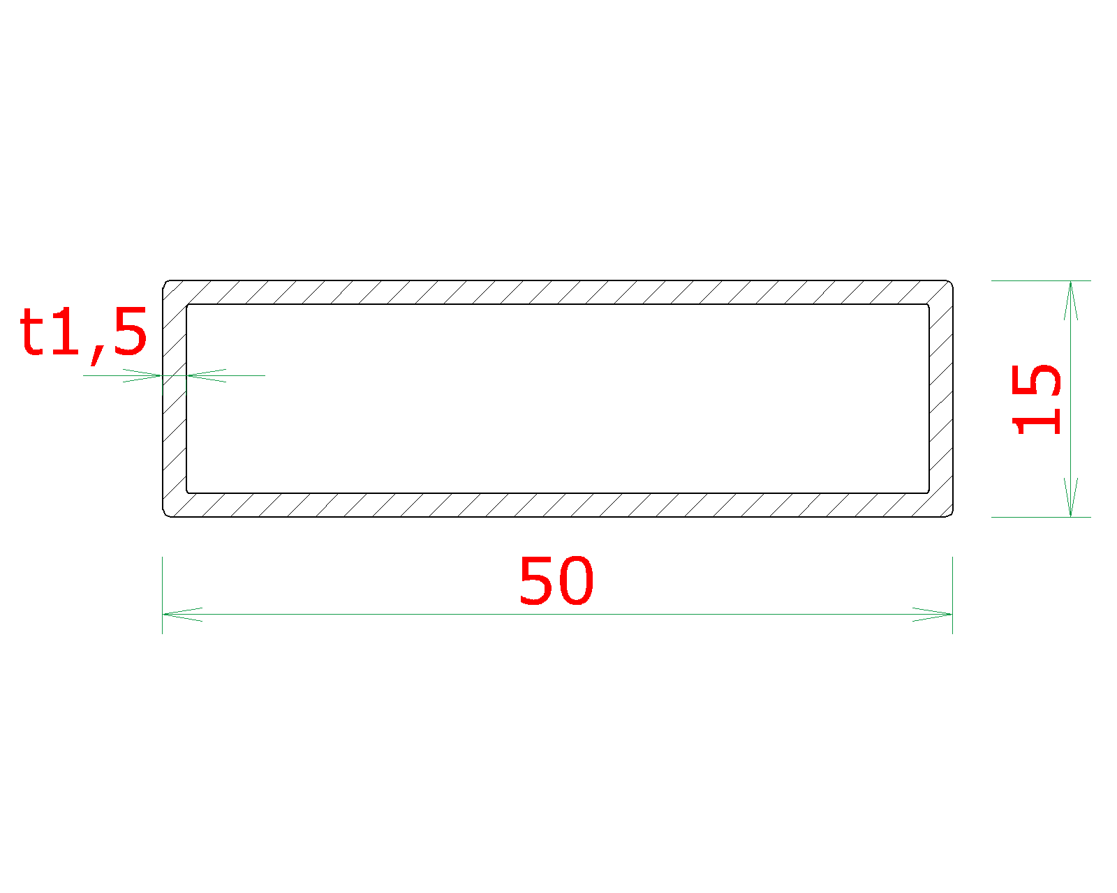 Profil 50 x 15 x 1,5 x 6000 mm, brúsená nerez AISI 304
