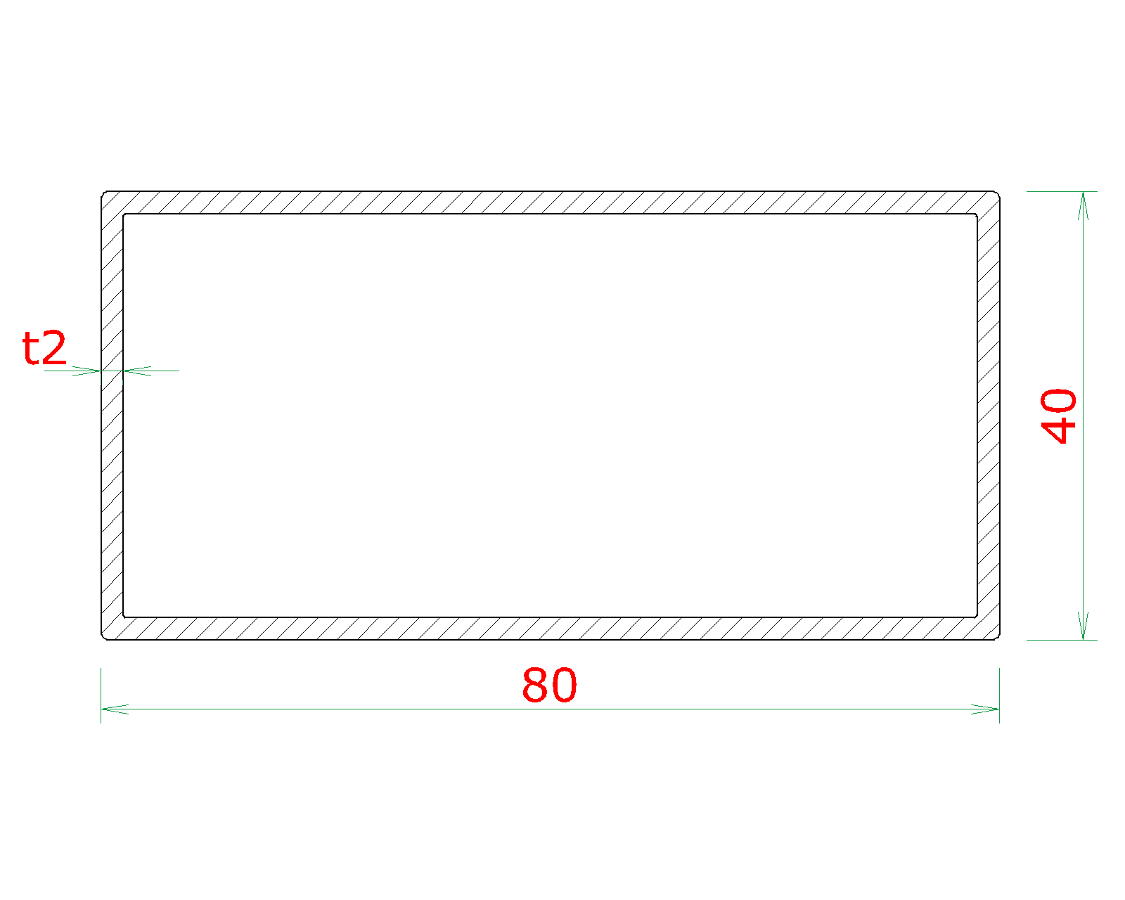 Profil 80 x 40 x 2 x 6000 mm, brúsená nerez AISI 304