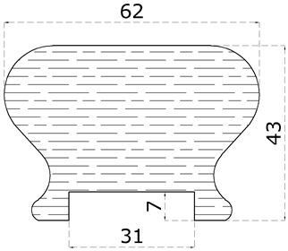 Drevený profil 62 x 43 x 3000 mm, buk, brúsený bez náteru