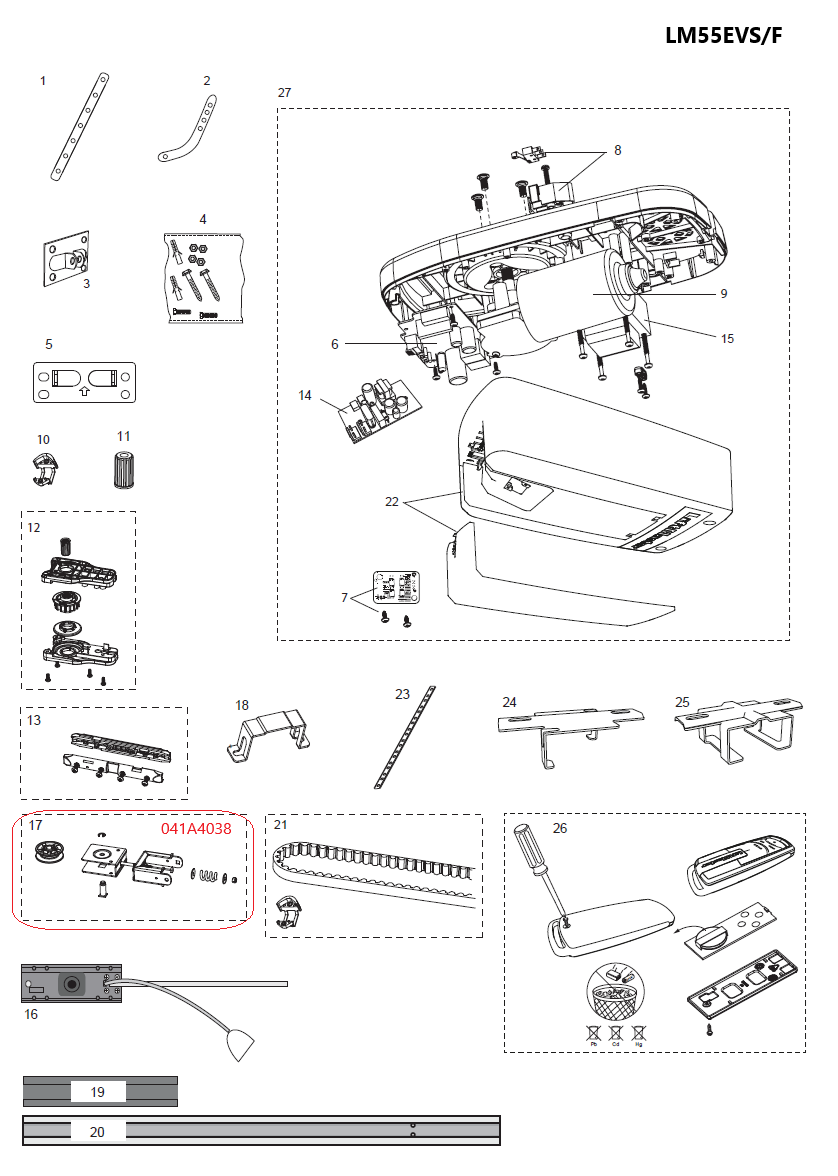 041A4038 napínací mechanizmus koľajnice