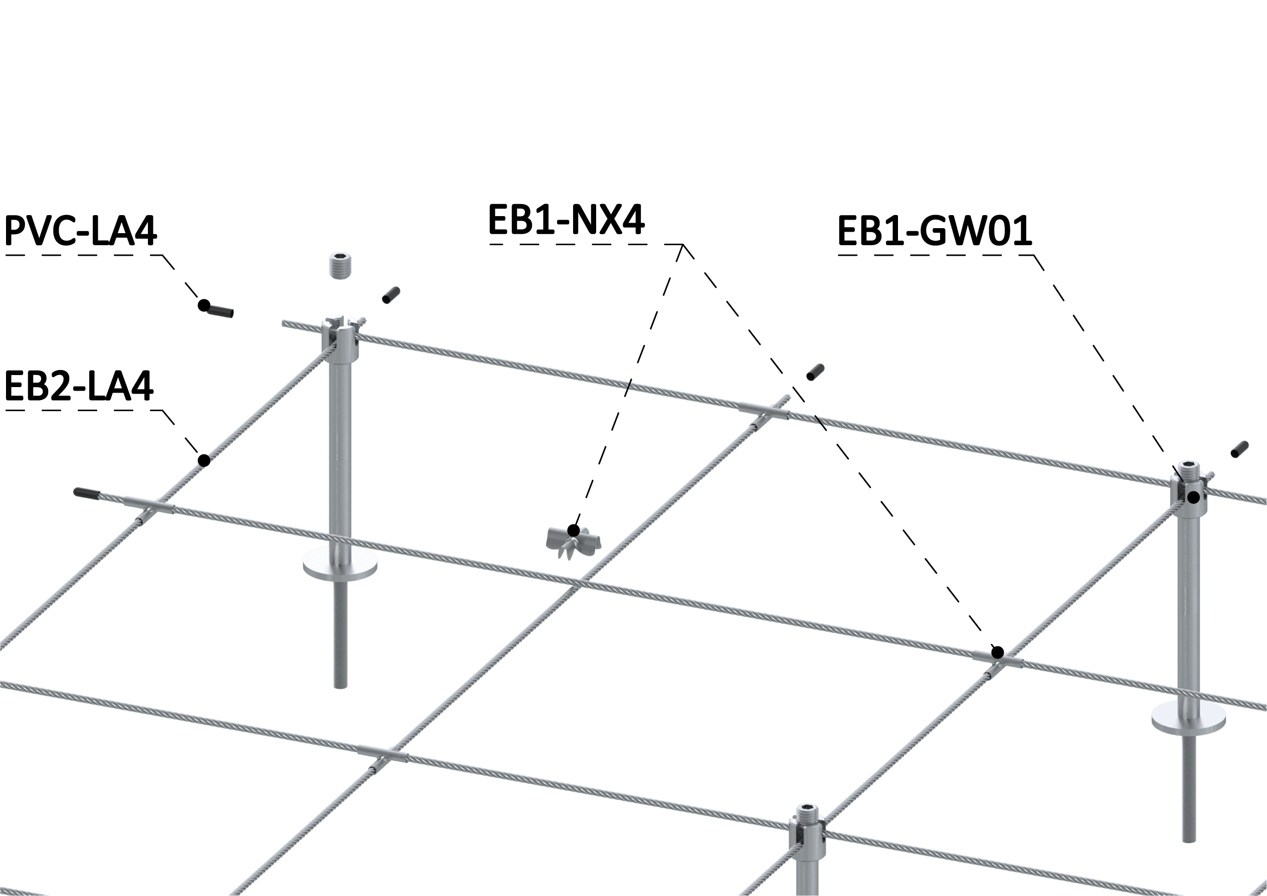 Montážna sada pre zelenú stenu - nerez, rozmer 1 x 1 m