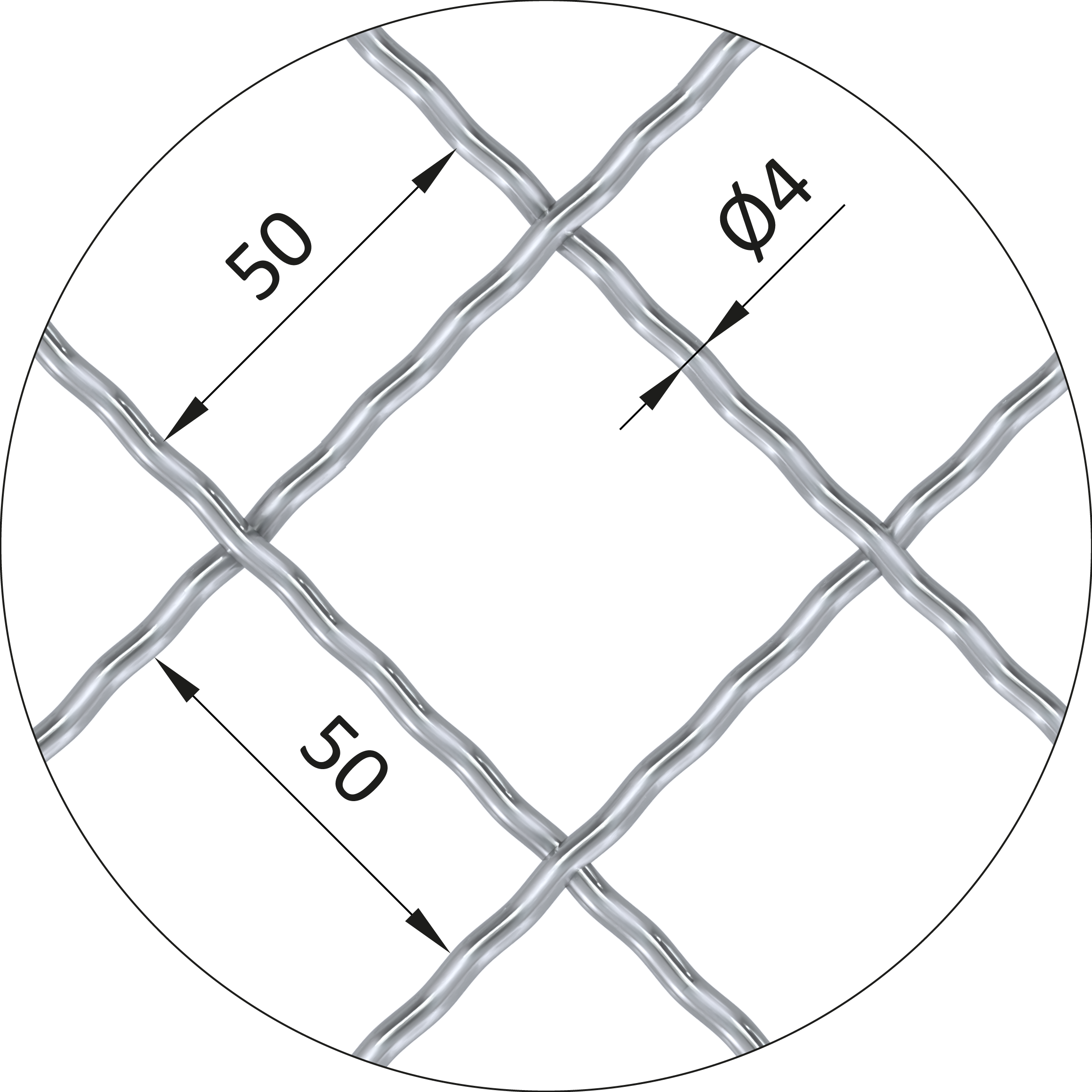 Rebierkové pletené sito - Diamant, 1000 x 2000 mm, AISI 304