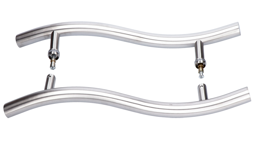 Madlo na dvere, L = 475 mm, sklo 8 - 12 mm, brúsená AISI 304