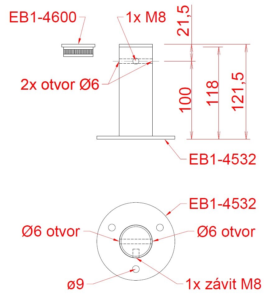 Príruba na fasádnu lankovú stenu, brúsená AISI 304