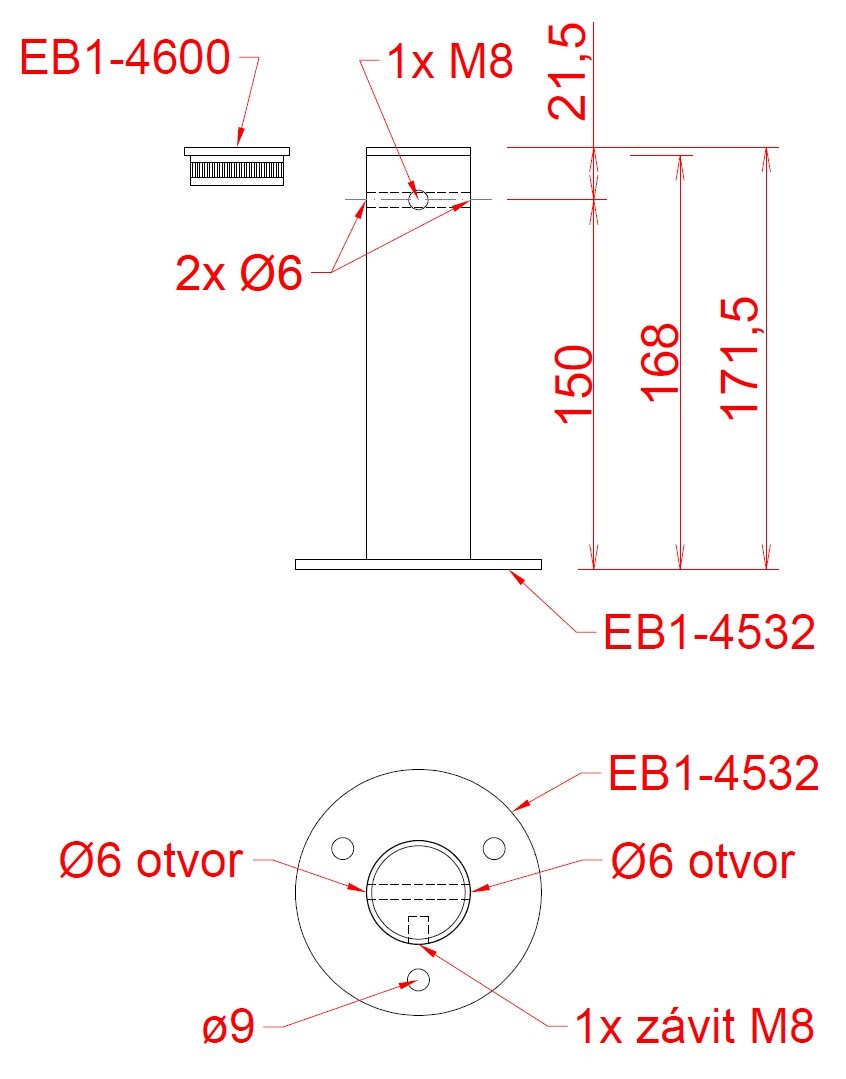 Príruba na fasádnu lankovú stenu, brúsená AISI 304