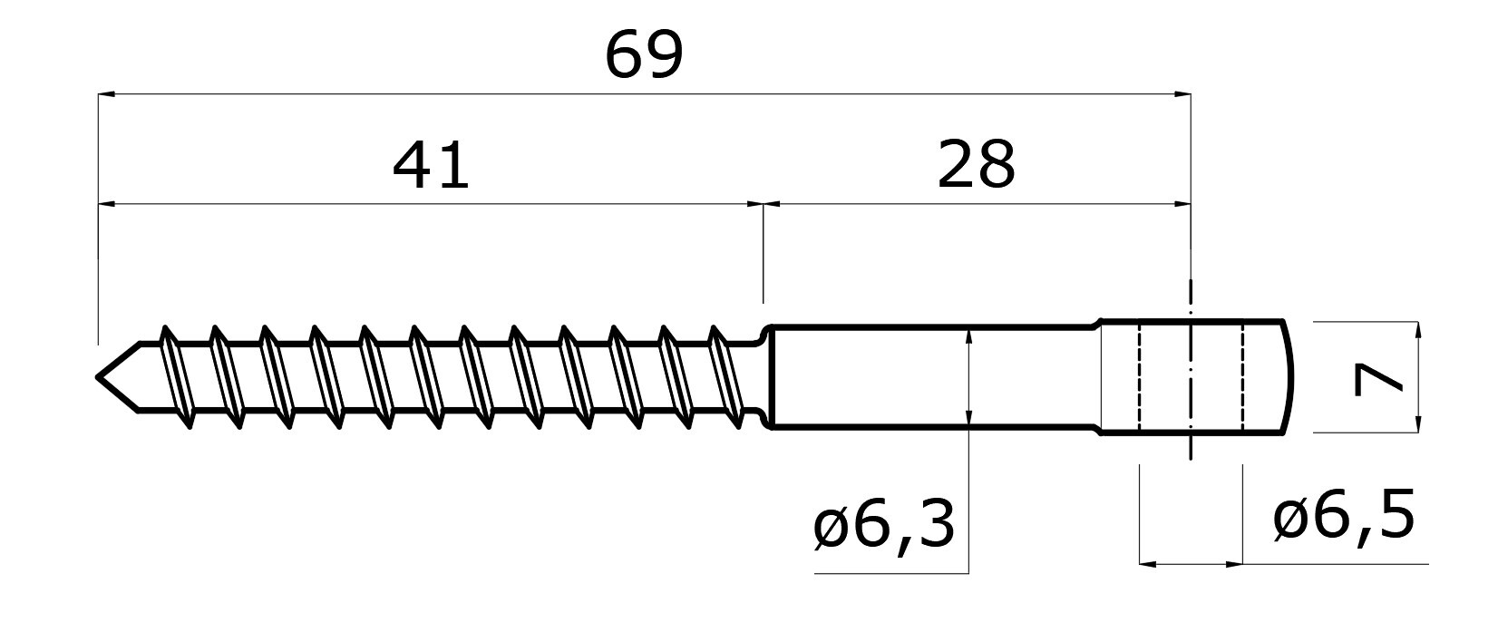 Úchyt pre držiak lanka, oko 6,3 mm, nerez AISI 304