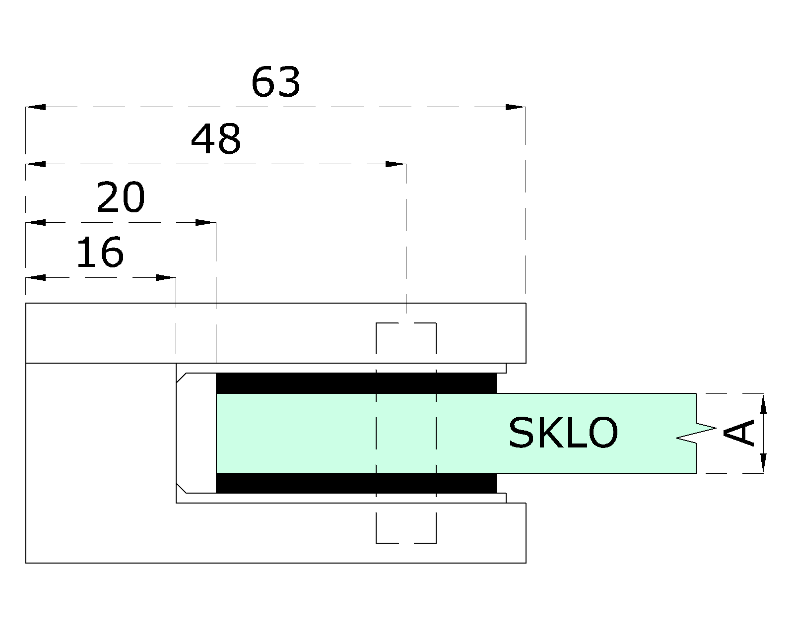 Svorka plochá na jokel 40 x 40 mm, brúsená nerez AISI 304