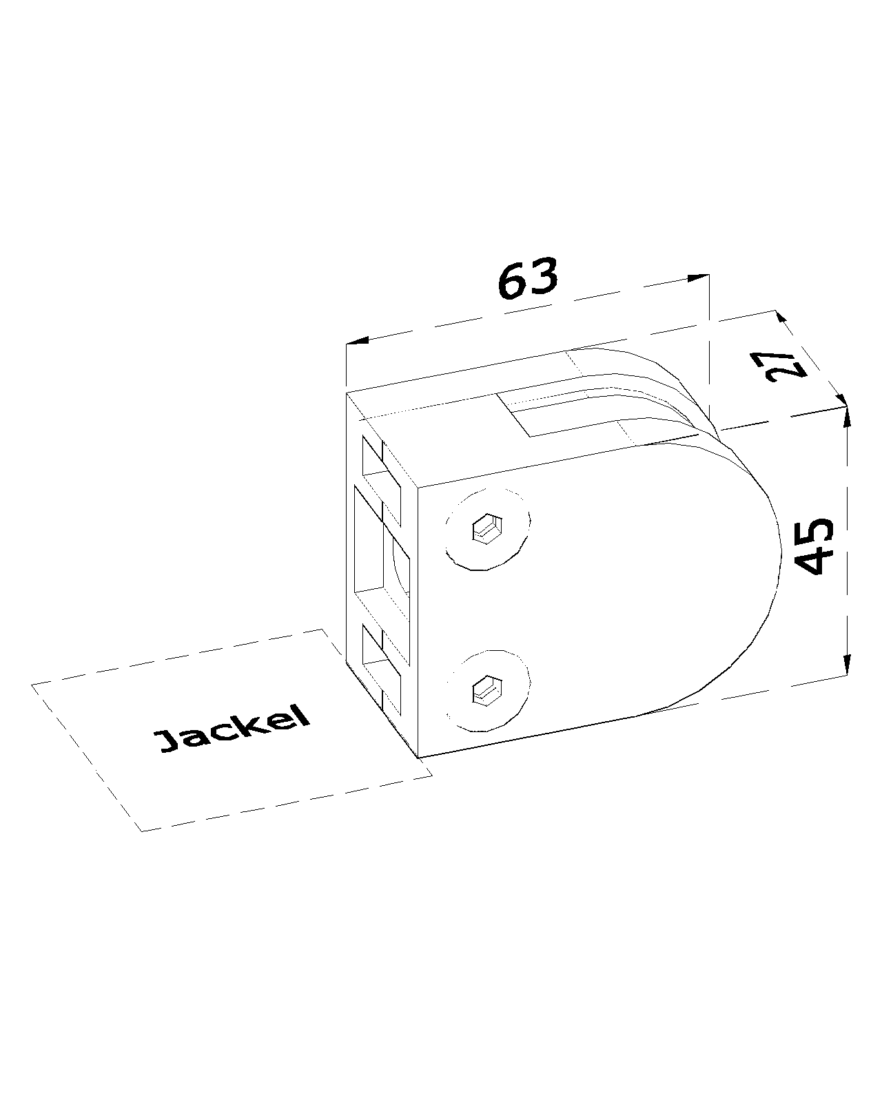 Svorka plochá na jokel 40 x 40 mm, brúsená nerez AISI 304
