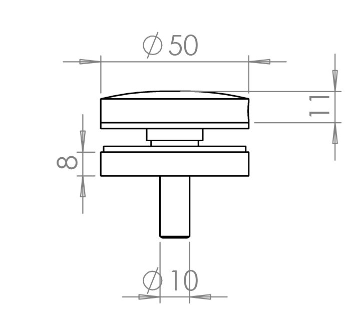 Svorka bodová na sklo 8 - 16 mm plochá, brúsená AISI 304