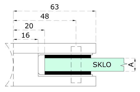 Svorka na trubku ø 42,4 mm, sklo 6 - 10,76 mm, AISI 304