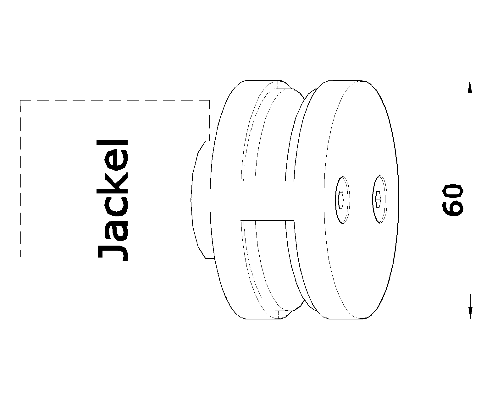 Svorka skla stredová ø 60 mm, sklo 8 - 12 mm, AISI 304