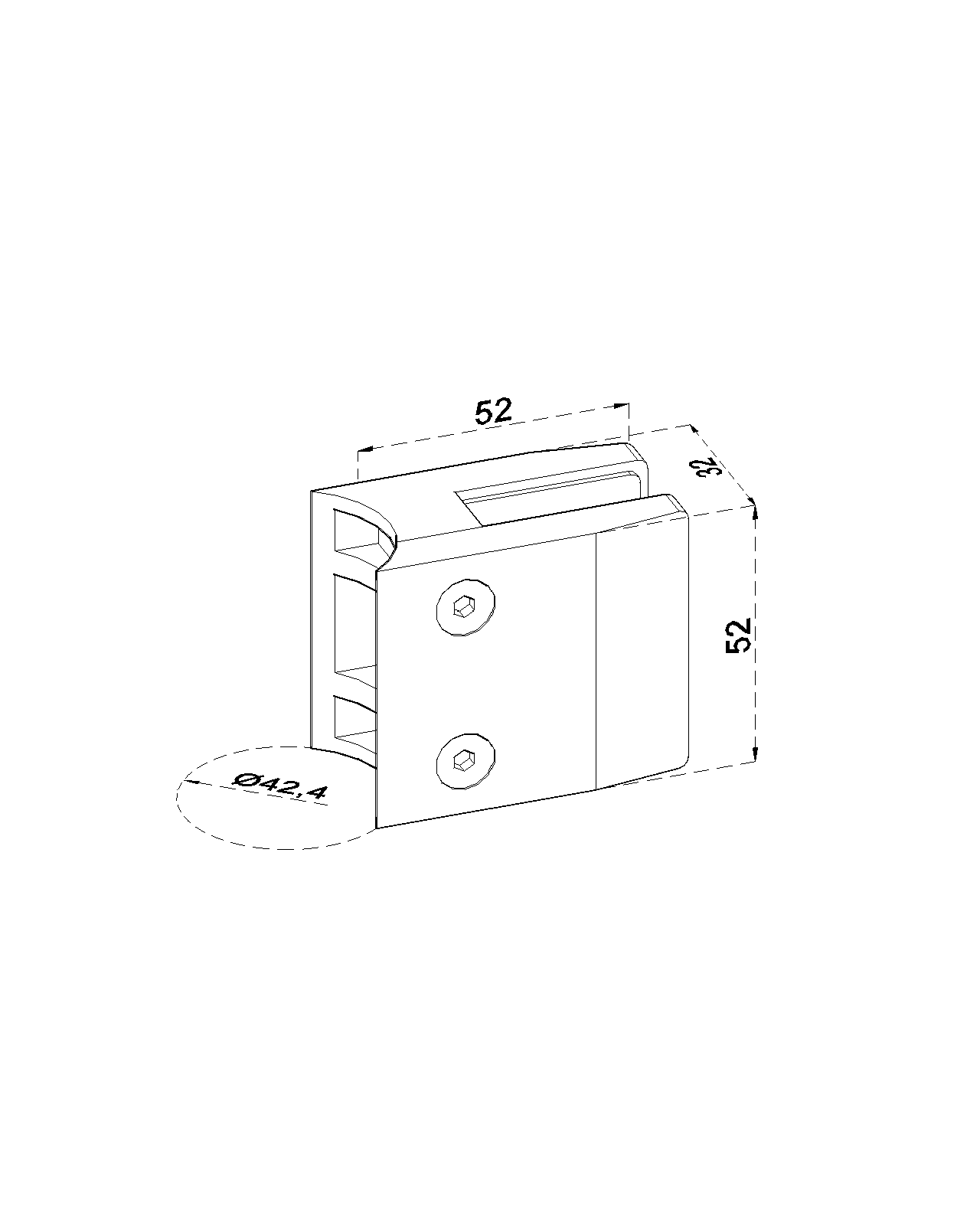 Svorka na trubku ø 42,4 mm, sklo 8 - 12,76 mm, AISI 304