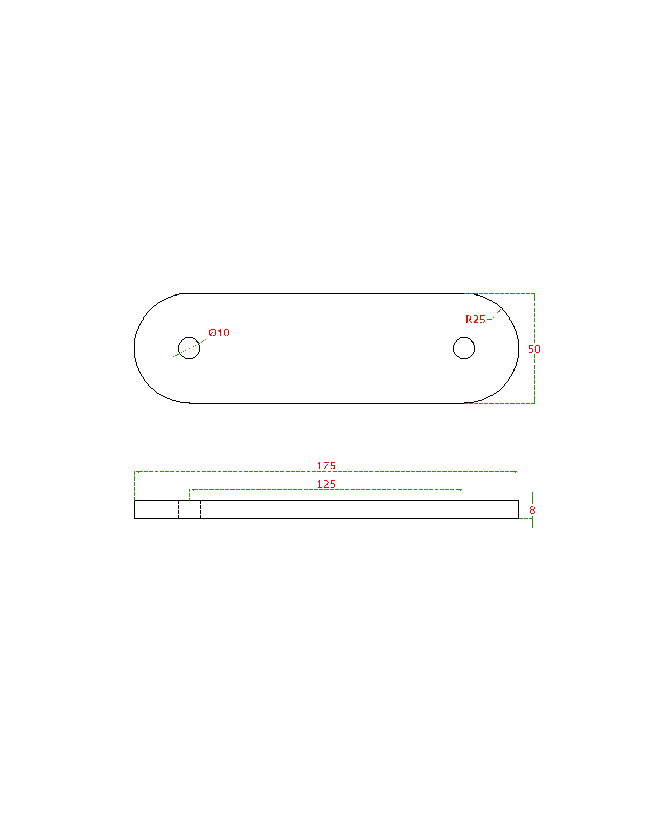 Kotviaca platňa L = 175 mm, brúsená nerez AISI 304